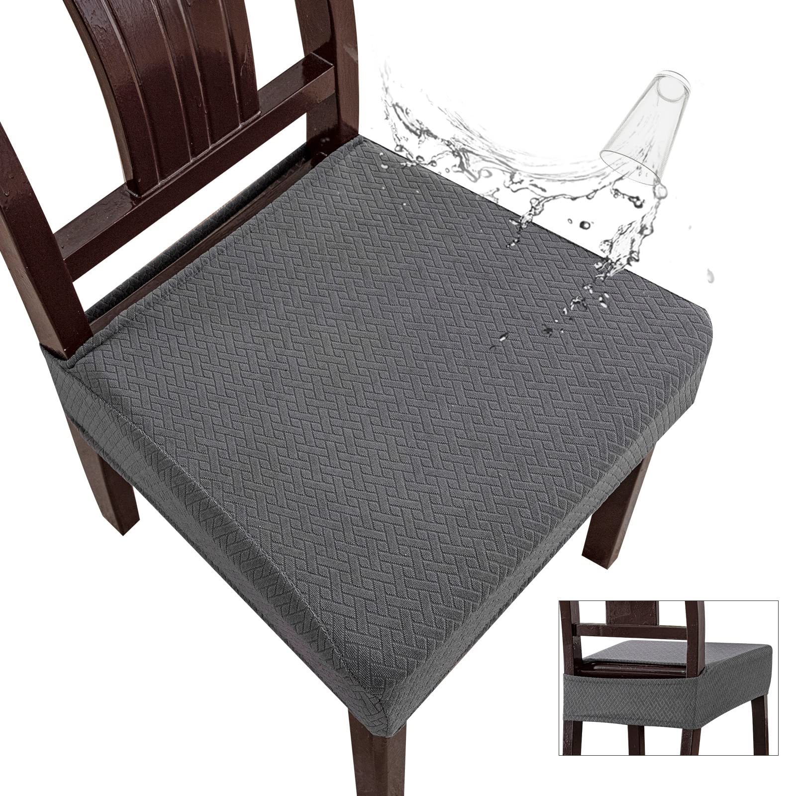 Foto 2 pulgar | Fundas Impermeables para Sillas de Comedor Genina Gris Oscuro 6 Unidades - Venta Internacional