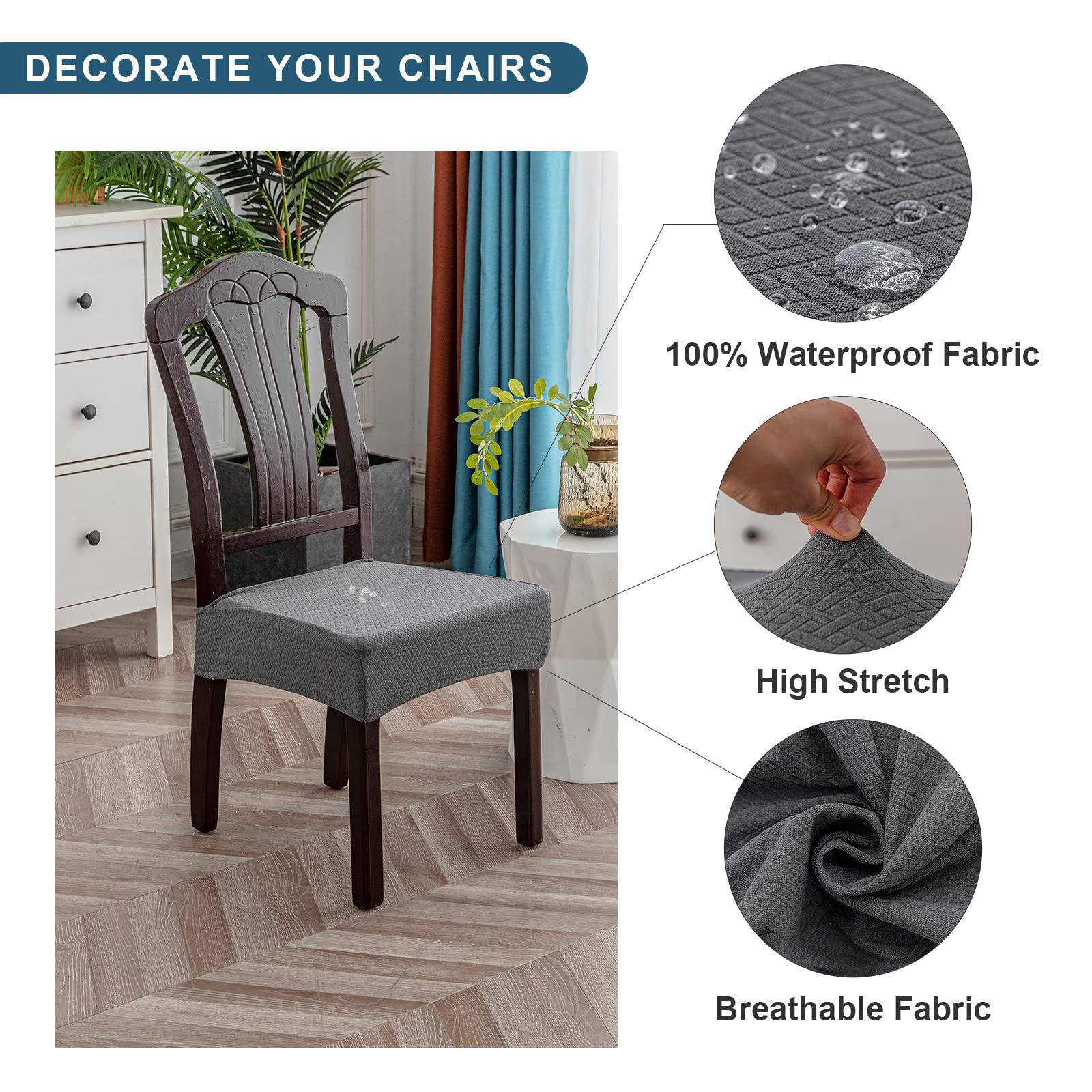Foto 3 pulgar | Fundas Impermeables para Sillas de Comedor Genina Gris Oscuro 6 Unidades - Venta Internacional