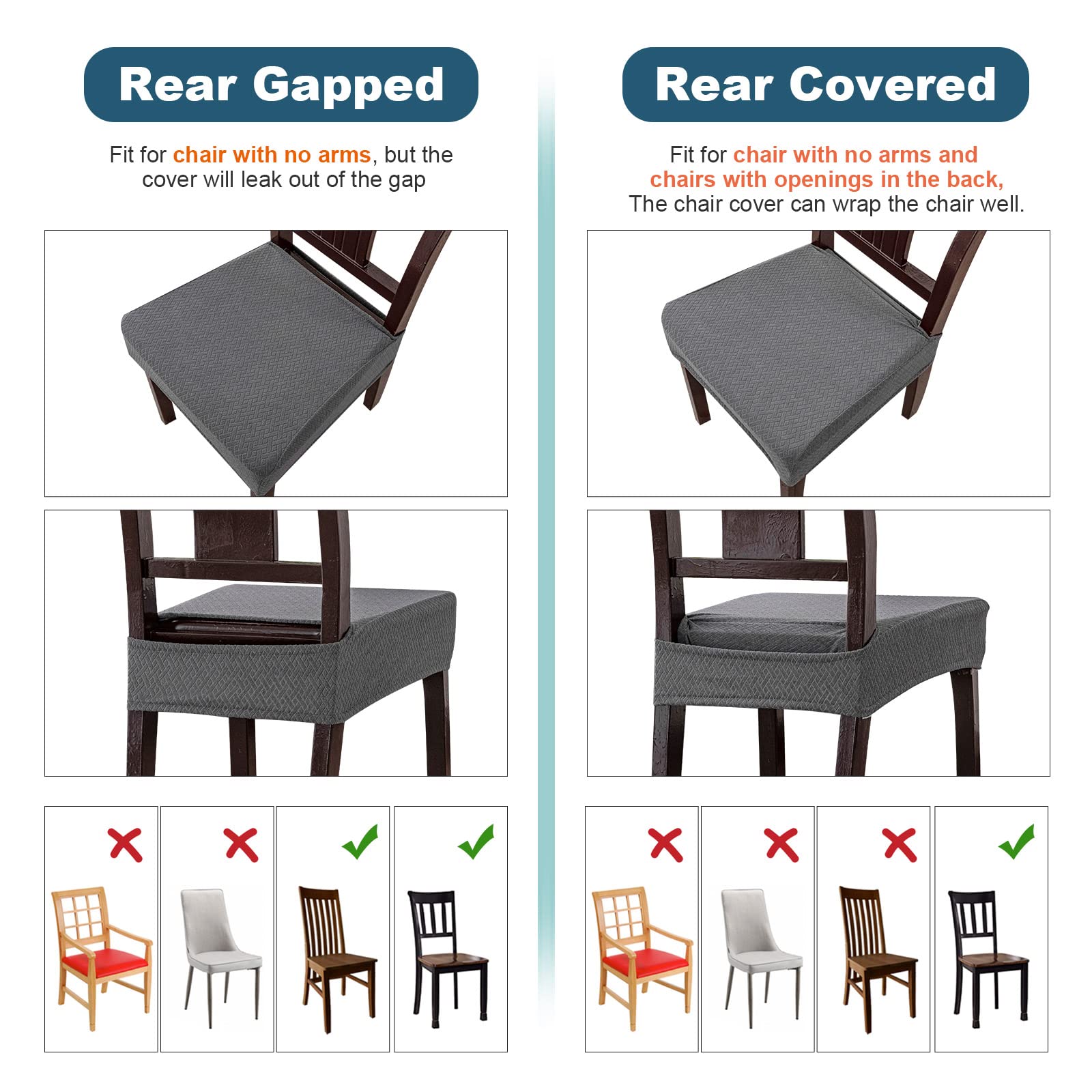 Foto 4 pulgar | Fundas Impermeables para Sillas de Comedor Genina Gris Oscuro 6 Unidades - Venta Internacional