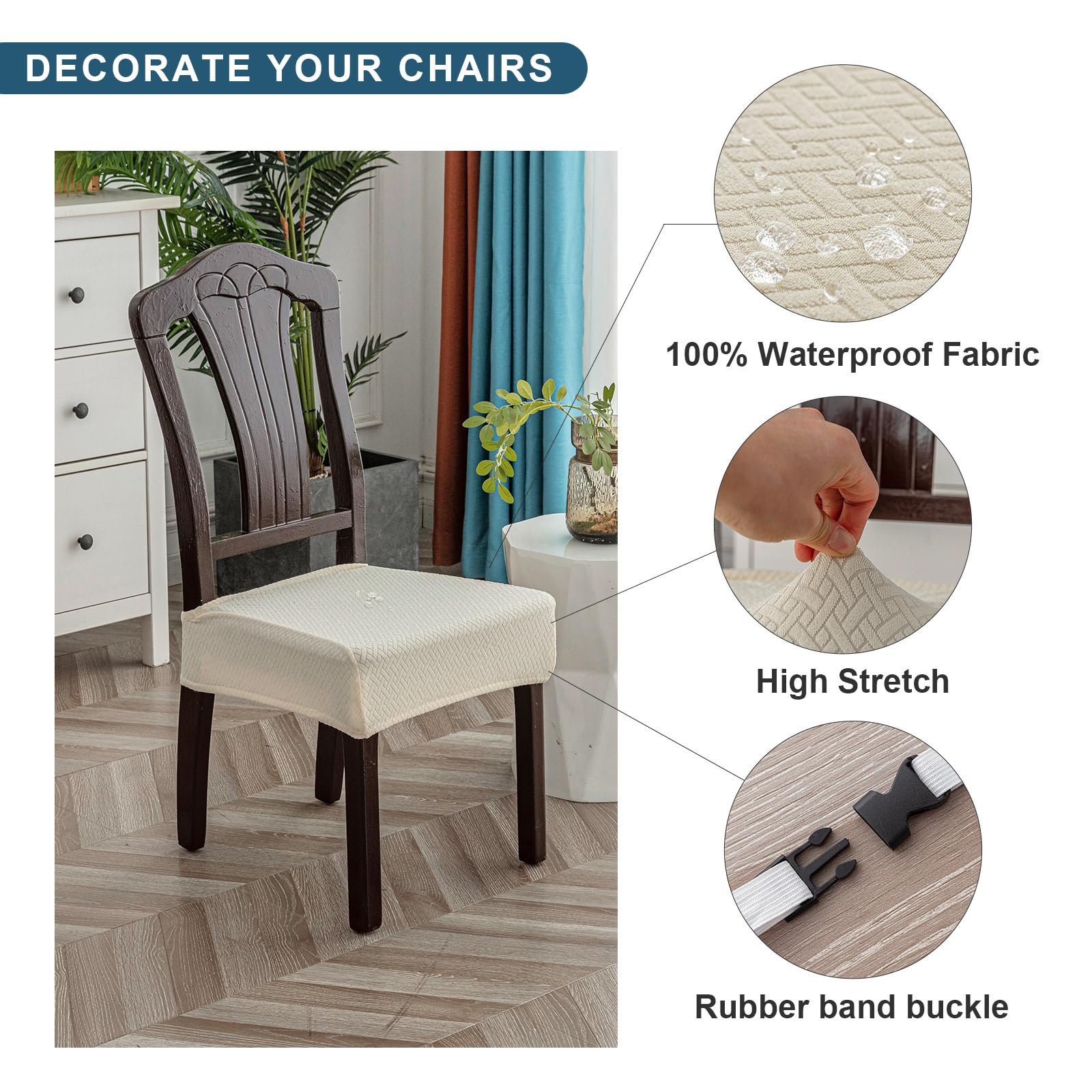 Foto 3 pulgar | Fundas Impermeables para Sillas de Comedor Genina 6 Piezas - Venta Internacional