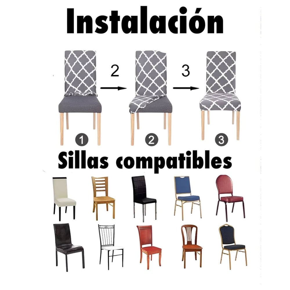 Foto 4 pulgar | Juego De 6 Fundas De Asiento Para Sillas Cuadrille - Venta Internacional.