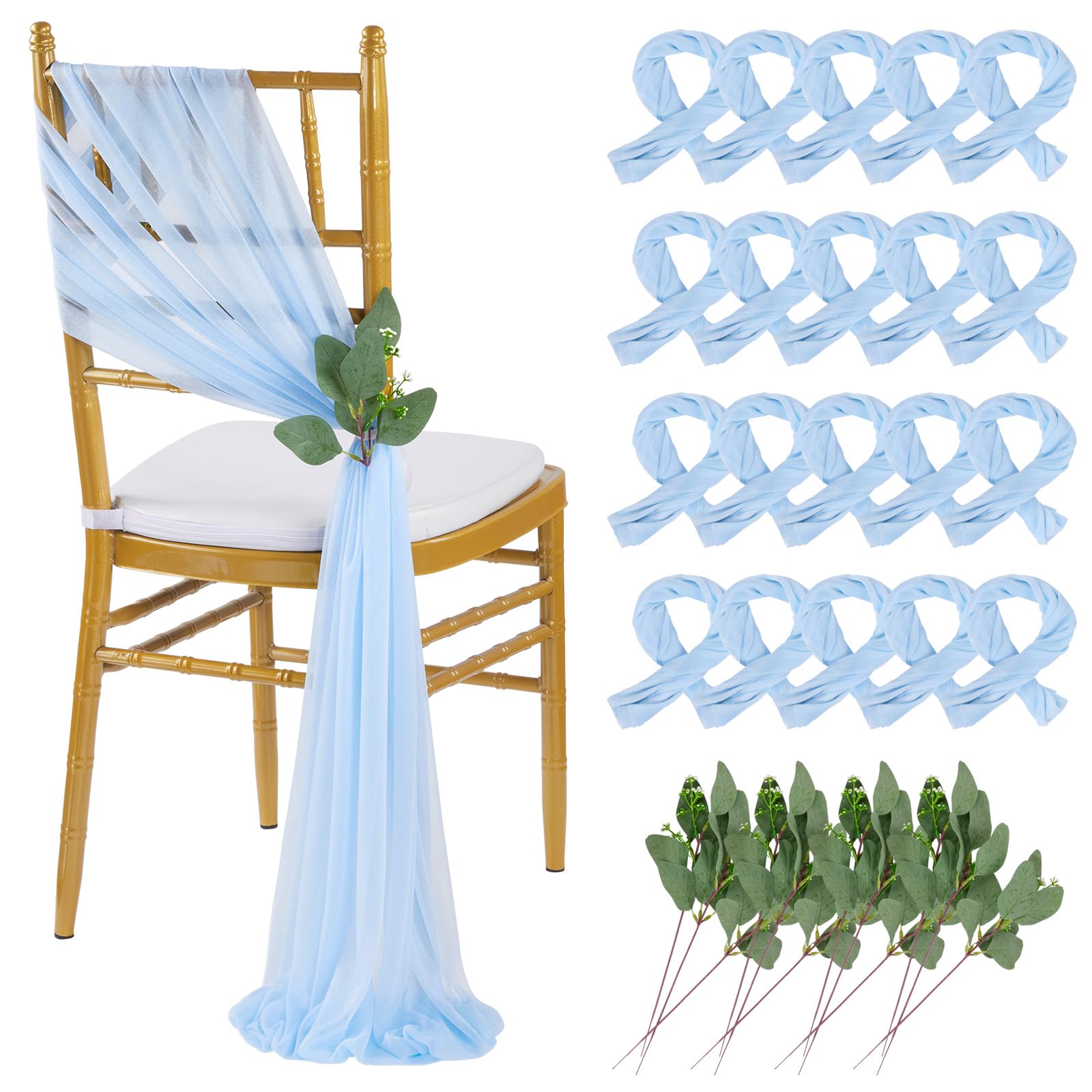 Foto 1 | Sillas Para Sillas Queendream, 16 Unidades, Color Azul Claro, 2,4 M, Decoración De Boda - Venta Internacional.