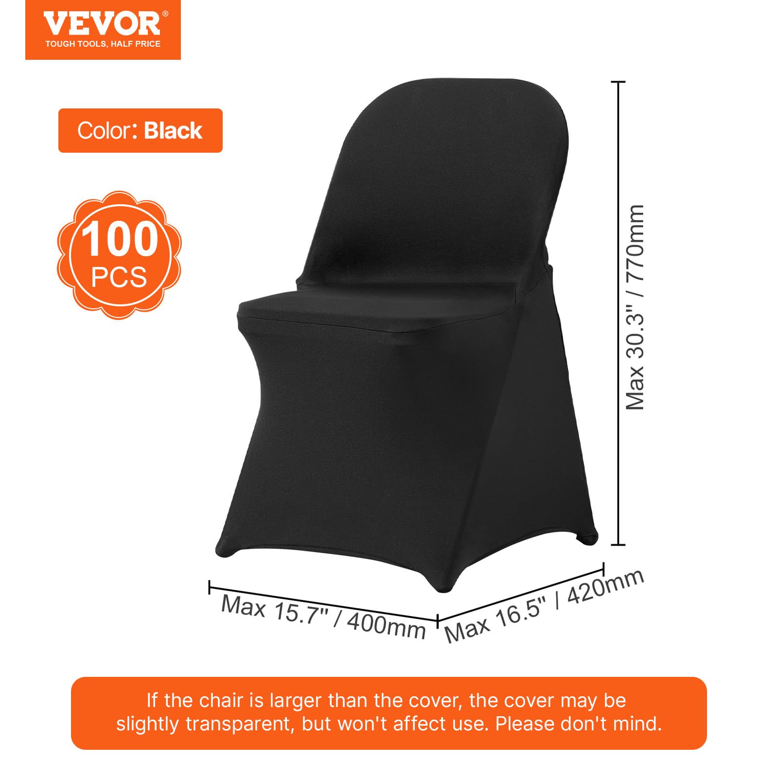 Foto 8 pulgar | Fundas Para Sillas Vevor, Elastano Elástico, Plegables, 100 Unidades, Negras - Venta Internacional.
