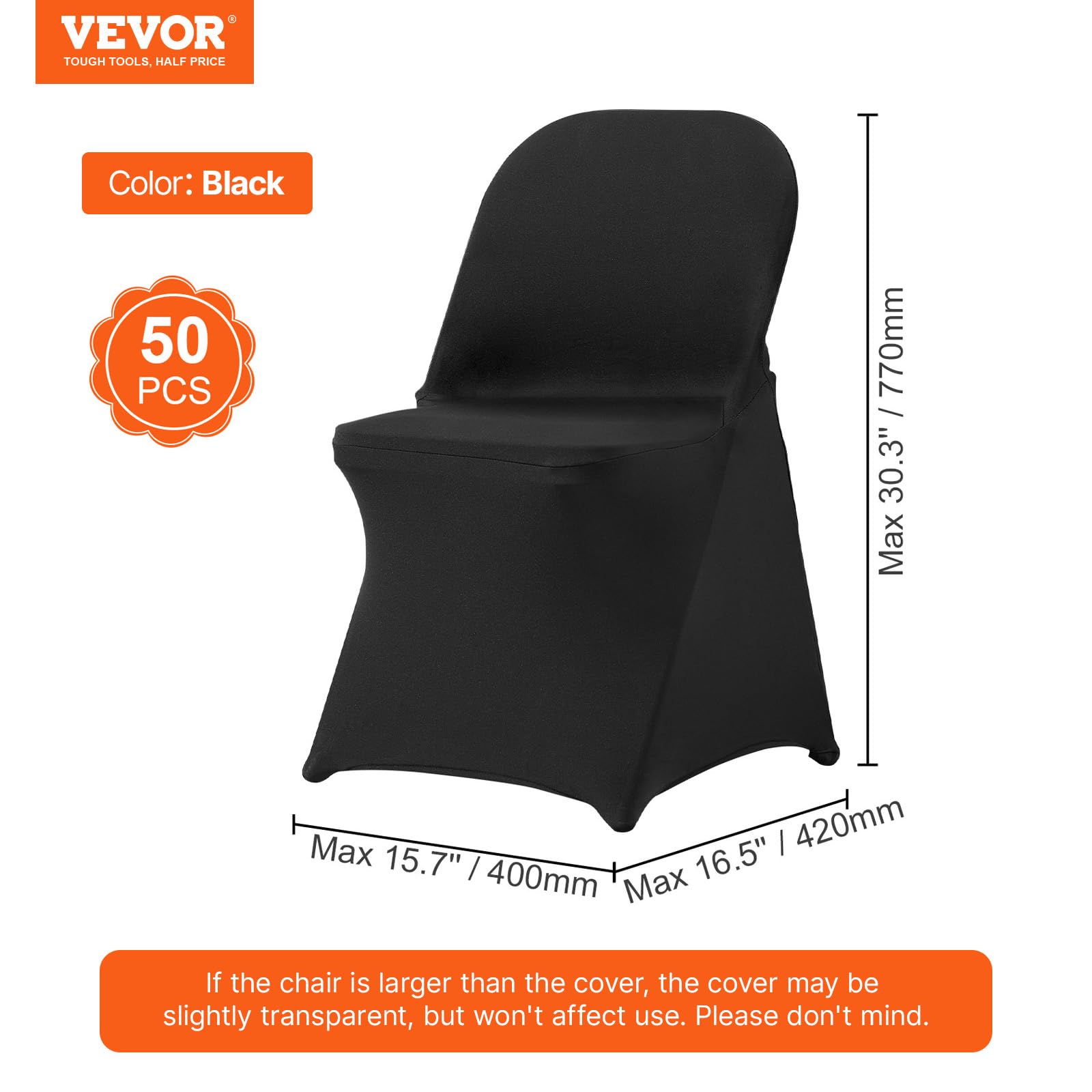 Foto 7 | Fundas Para Sillas Vevor, Elastano Elástico, Plegables, Negras (50 Unidades) - Venta Internacional.
