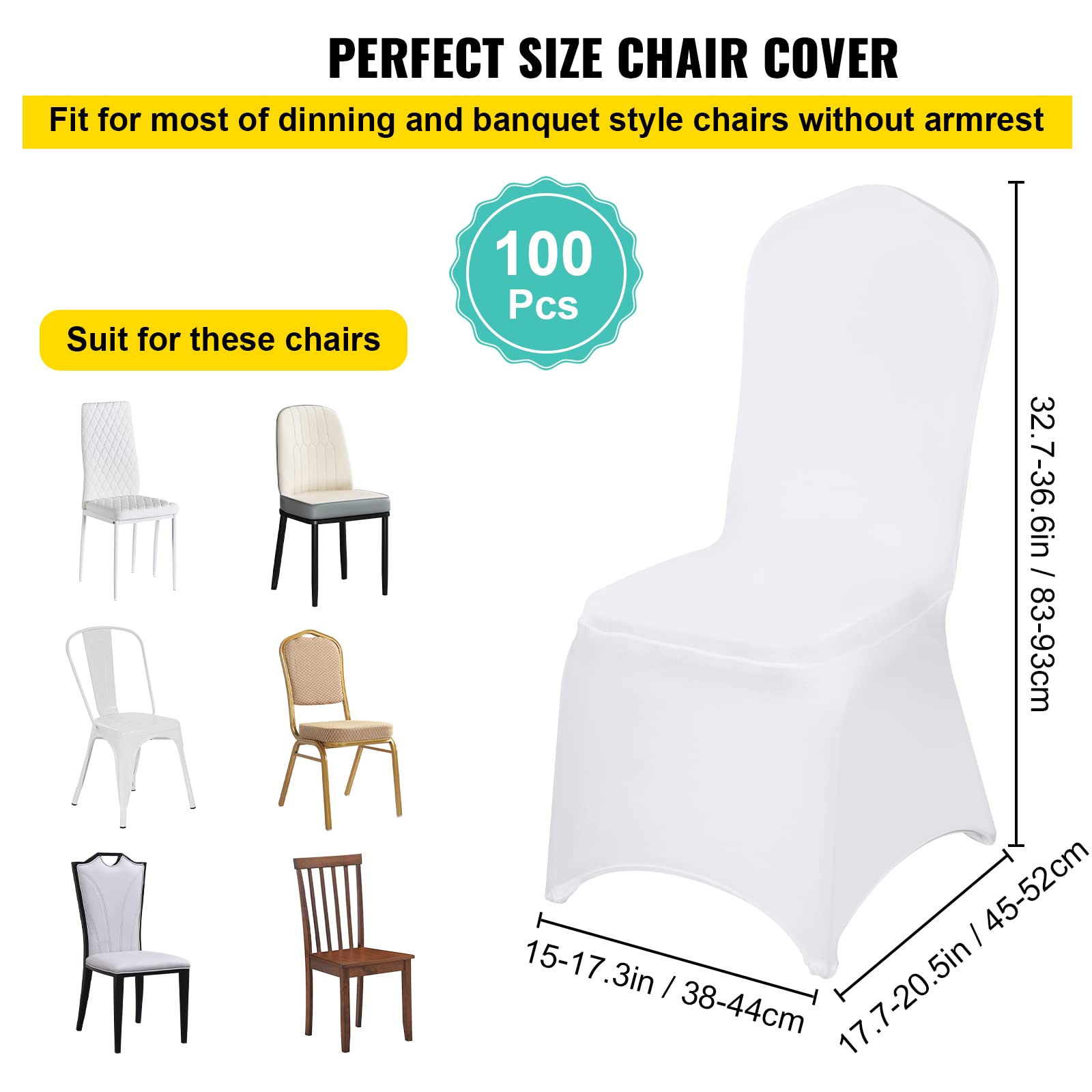 Foto 5 pulgar | Fundas Elásticas para Sillas Vevor Blancas 100 Piezas - Venta Internacional