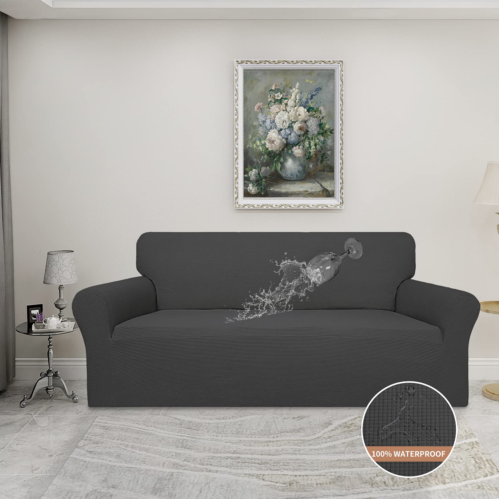 Foto 2 | Funda De Sofá, Fácil De Llevar, Impermeable, 100% Poliéster, Color Gris Oscuro - Venta Internacional.