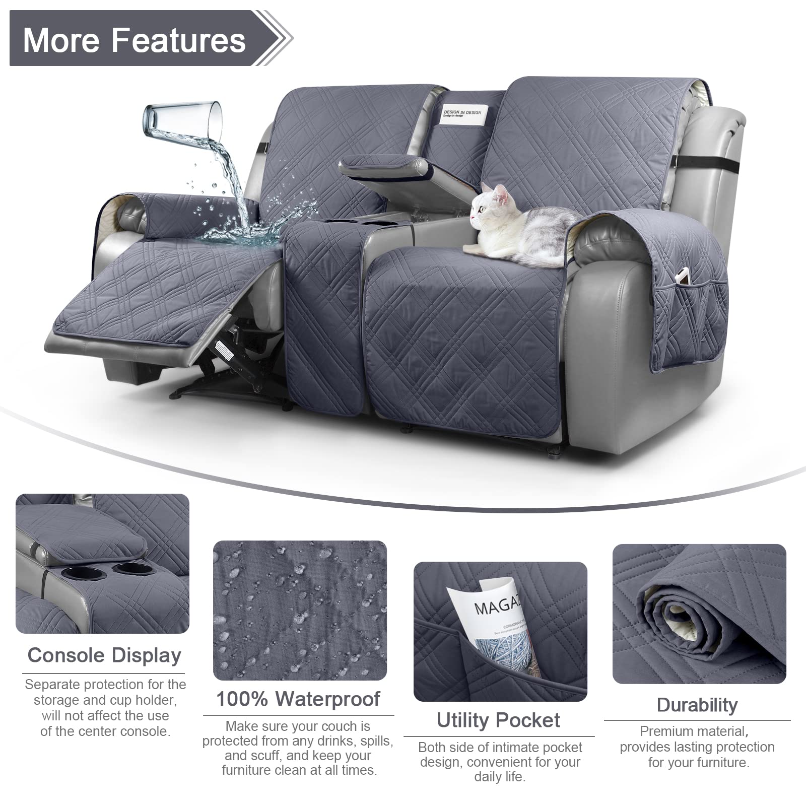 Foto 4 pulgar | Funda De Sofá Reclinable Taococo Impermeable Con Consola - Venta Internacional.