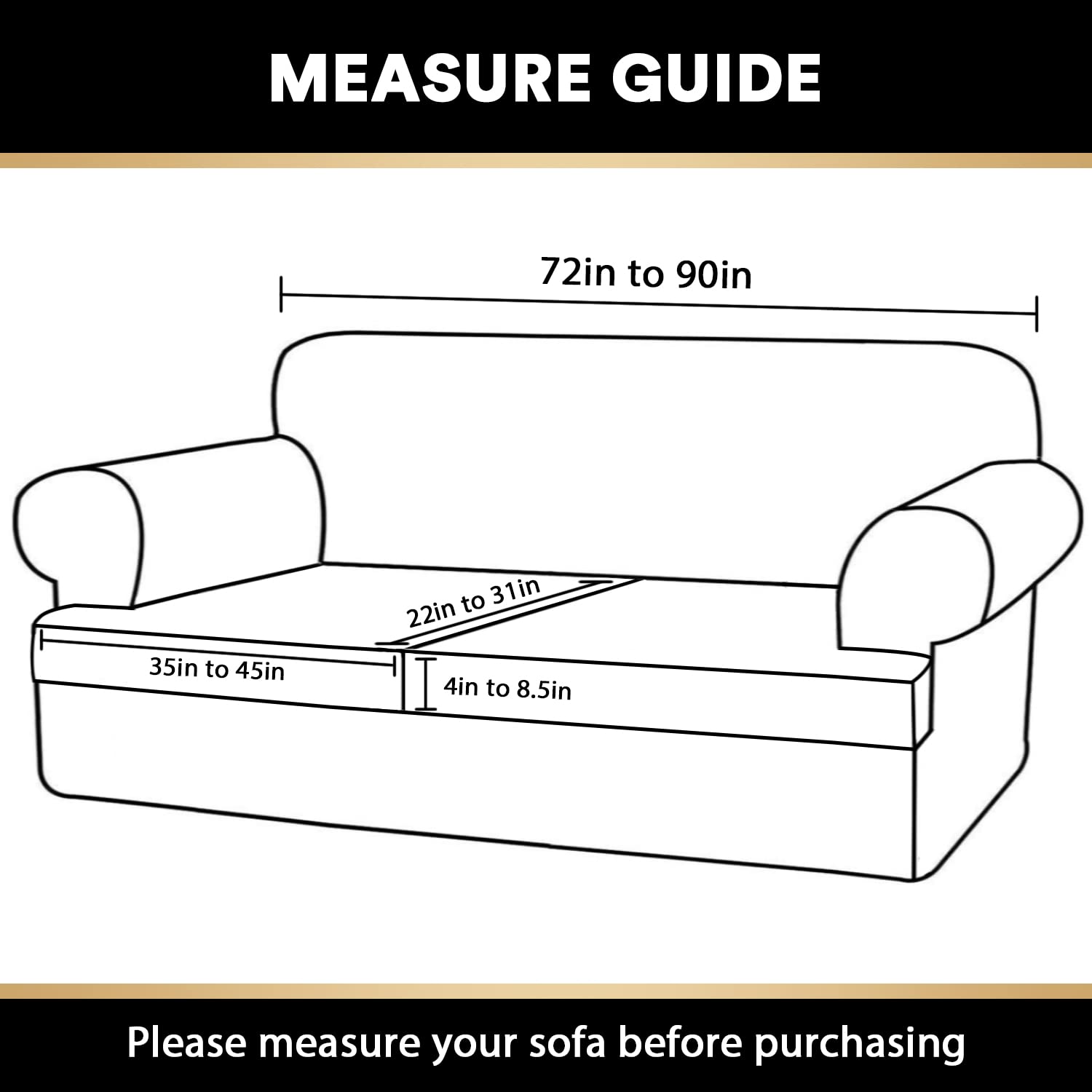 Foto 2 | Sofá Con Cojín Princedeco En T De Slipcover, 3 Piezas Para Sofá De 2,2 M - Venta Internacional.