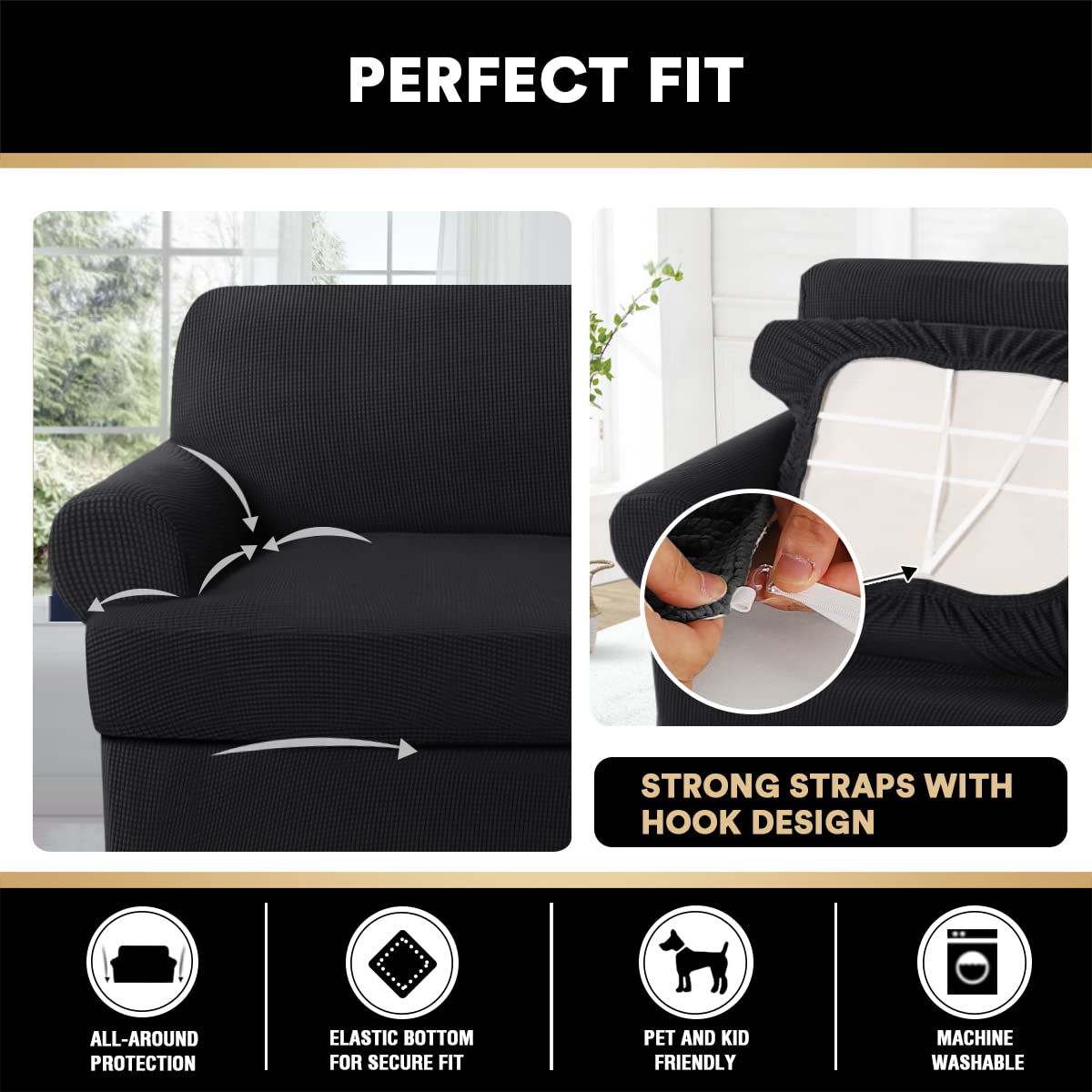 Foto 5 pulgar | Sofá Con Cojín Princedeco En T De Slipcover, 3 Piezas Para Sofá De 2,2 M - Venta Internacional.