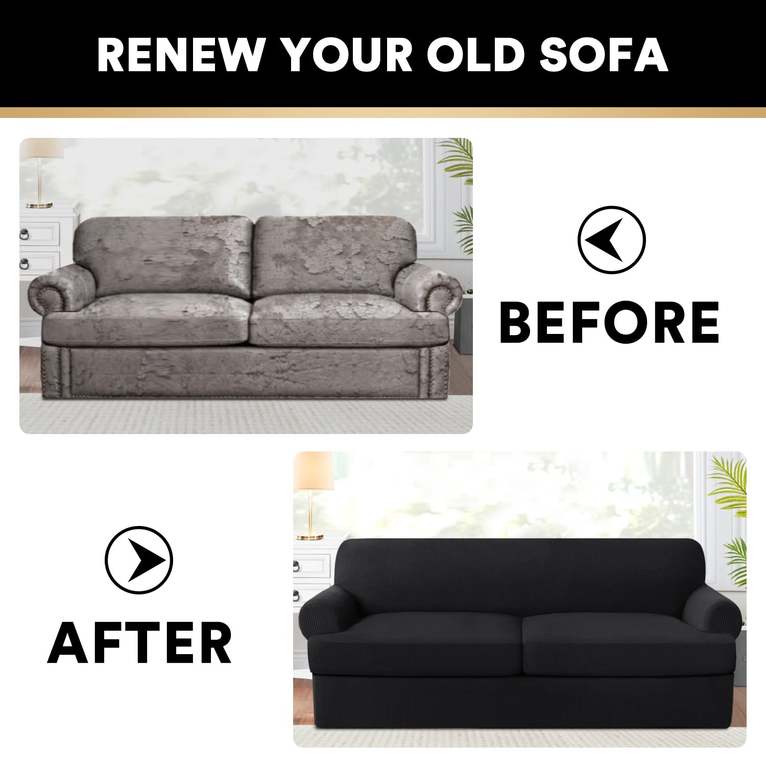Foto 6 | Sofá Con Cojín Princedeco En T De Slipcover, 3 Piezas Para Sofá De 2,2 M - Venta Internacional.