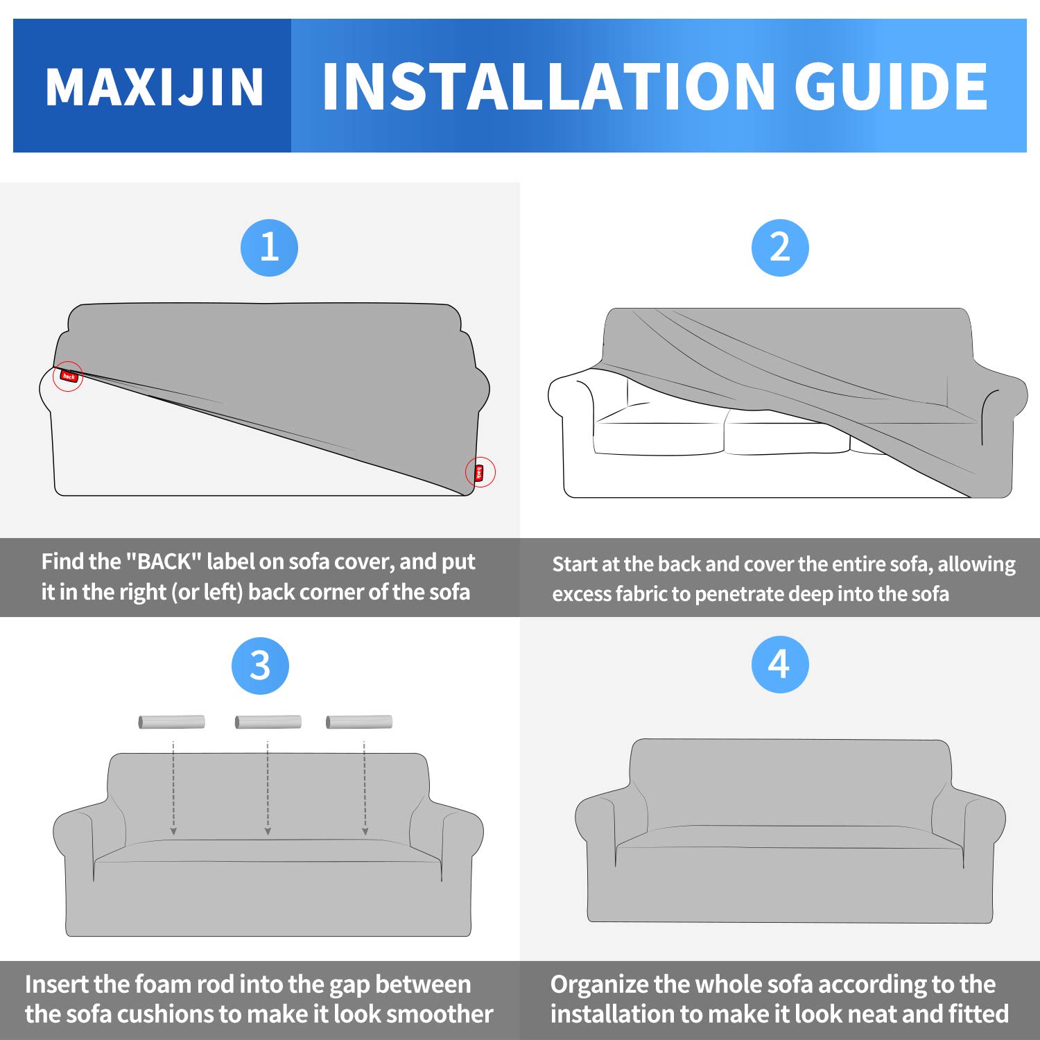 Foto 7 | Funda De Sofá Maxijin Super Stretch Para Sofá De 3 Cojines - Venta Internacional.