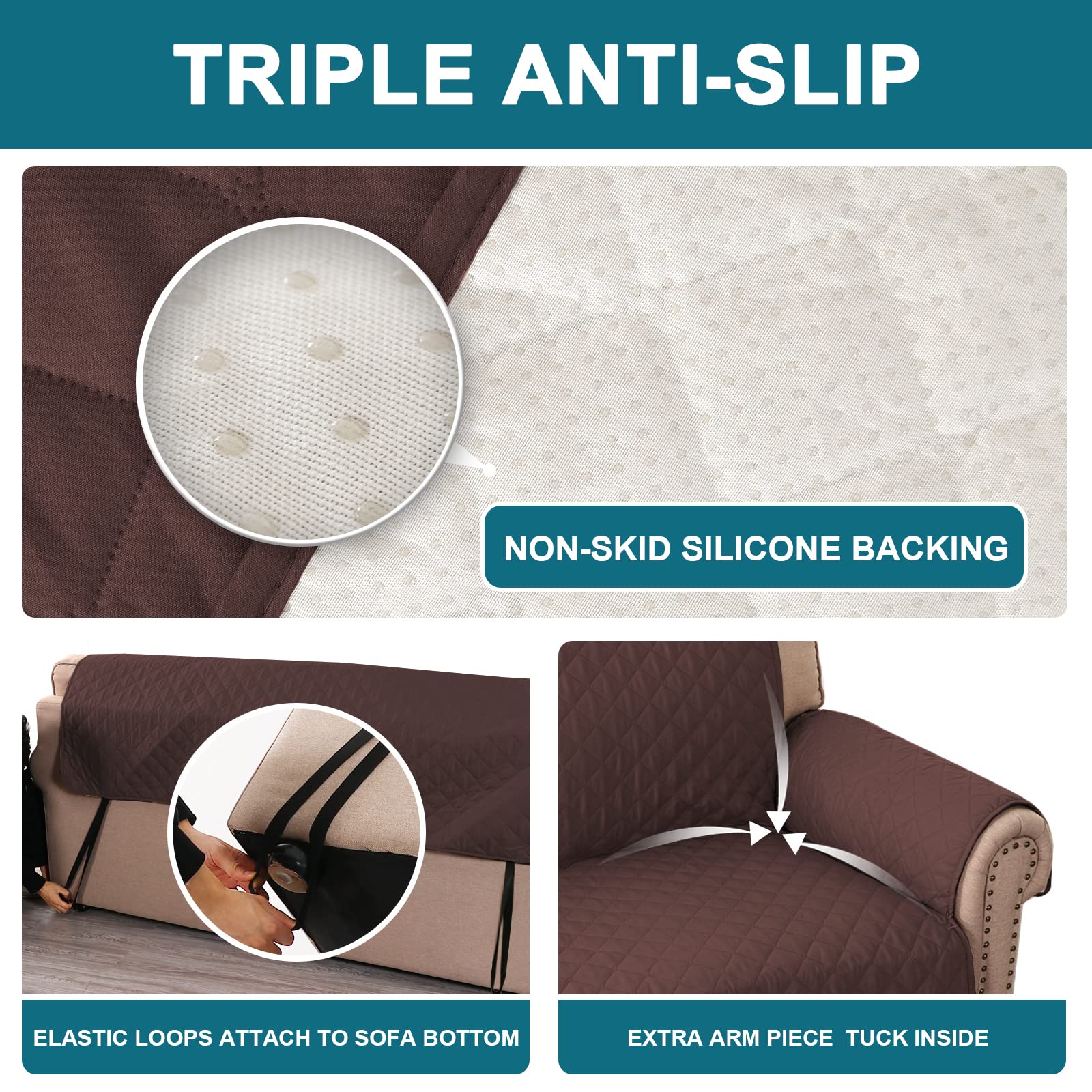 Foto 5 pulgar | Funda De Sofá Impermeable, 100% Microfibra, Acolchada, Turquesa - Venta Internacional.