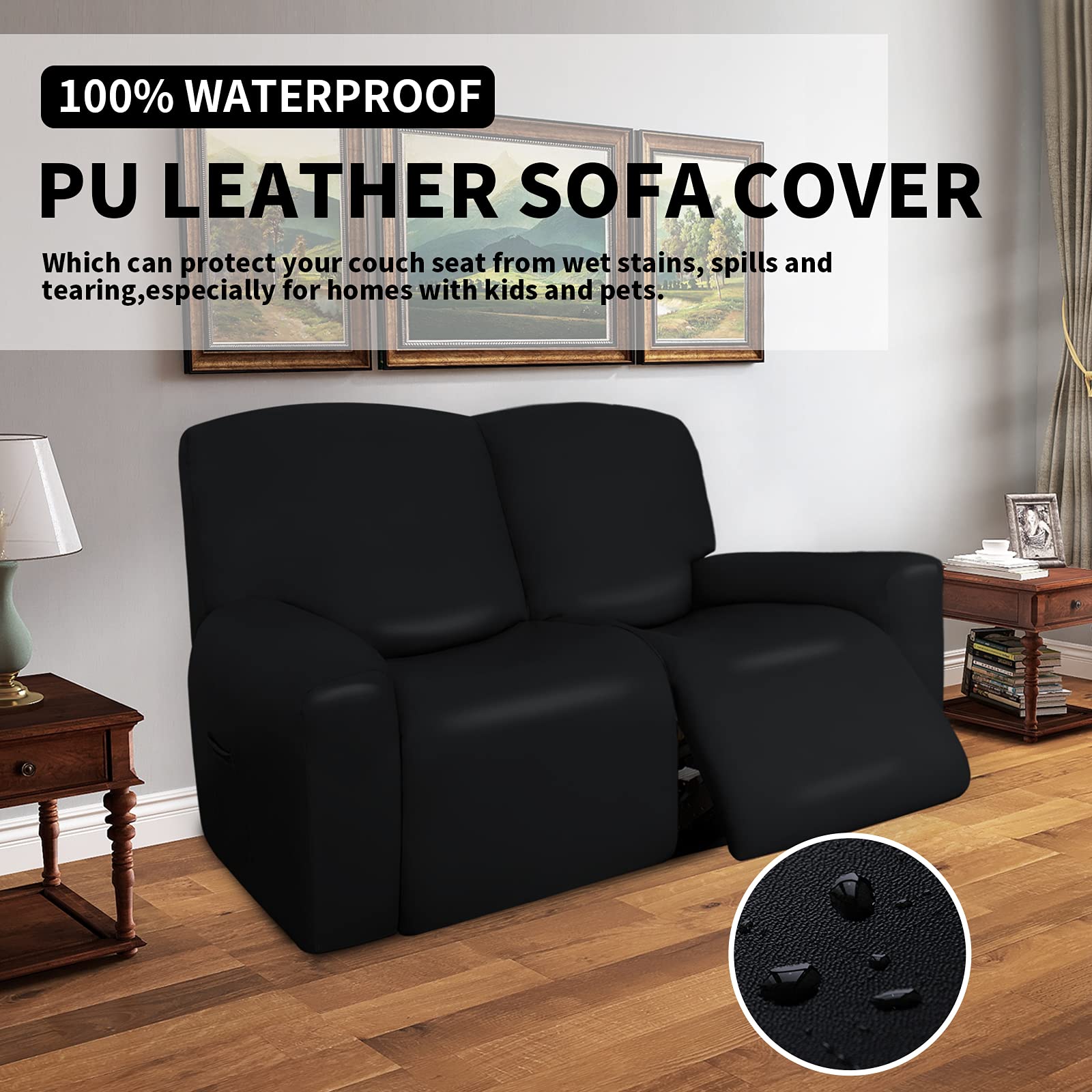 Foto 3 pulgar | Fundas Para Sofá De Dos Plazas Reclinable, Fáciles De Llevar, De Piel Sintética, Impermeables - Venta Internacional.