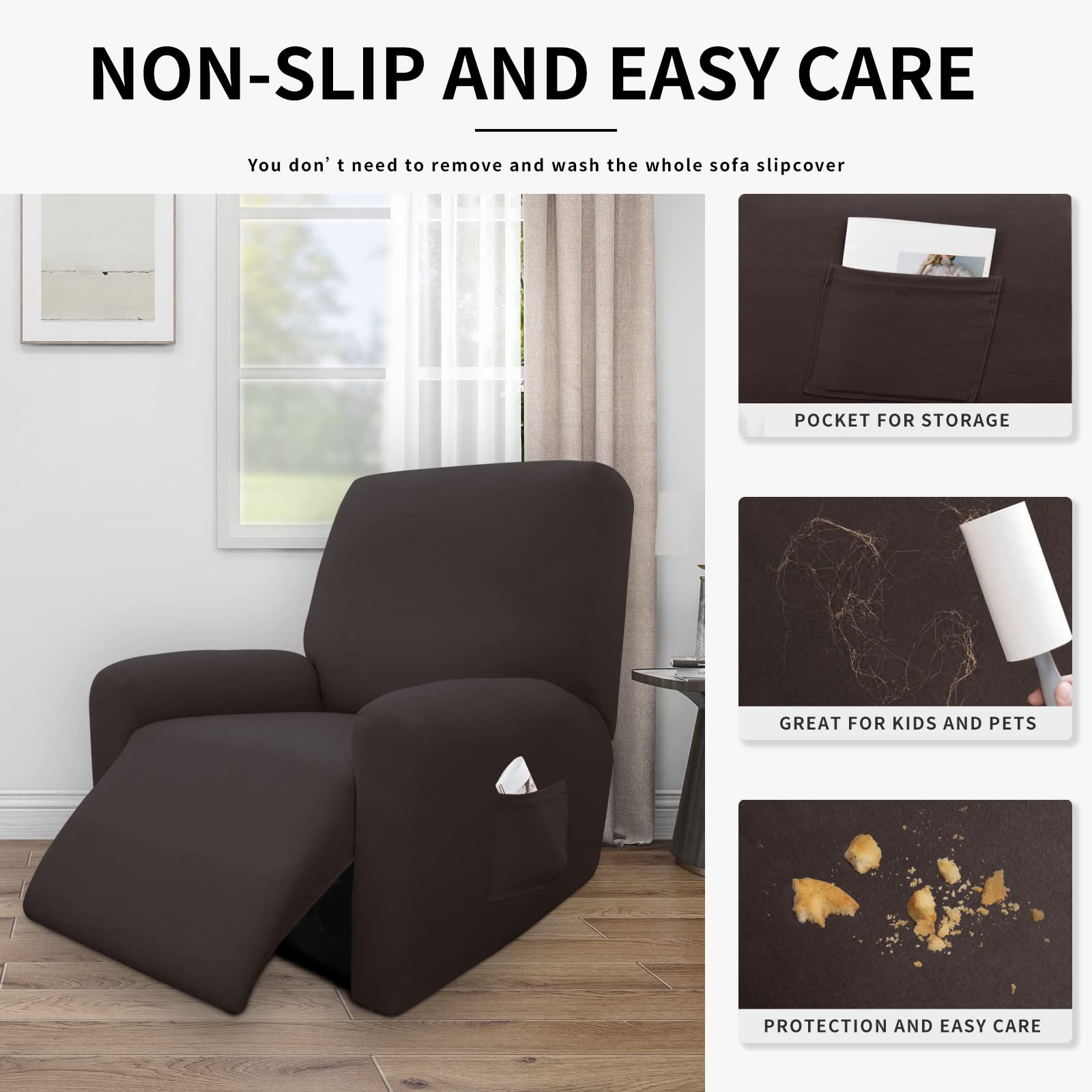 Foto 5 pulgar | Funda De Sillón Reclinable, Fácil De Usar, 100% Impermeable, 4 Piezas - Venta Internacional.