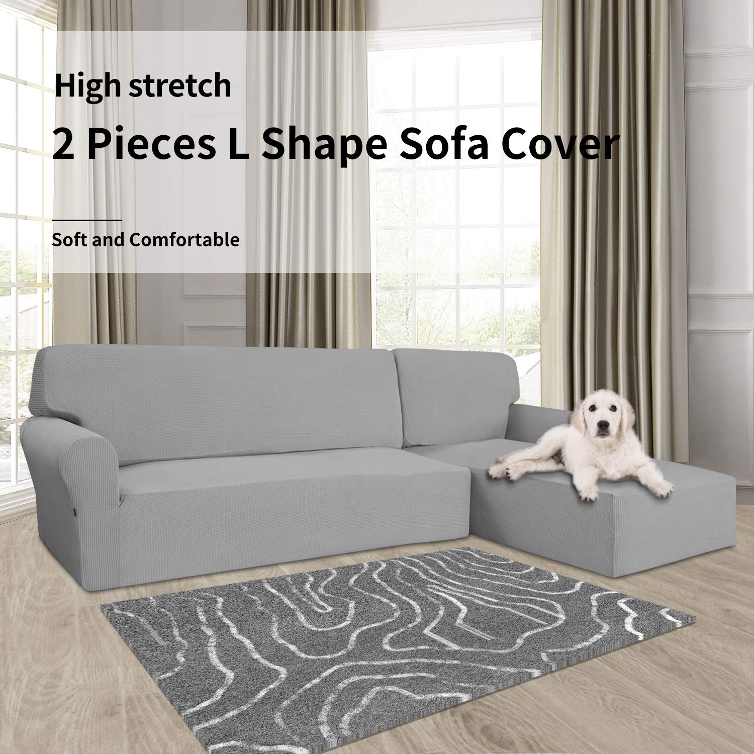 Foto 3 pulgar | Sofá Seccional Elástico Slipcover, Fácil De Llevar, 2 Piezas, En Forma De L - Venta Internacional.