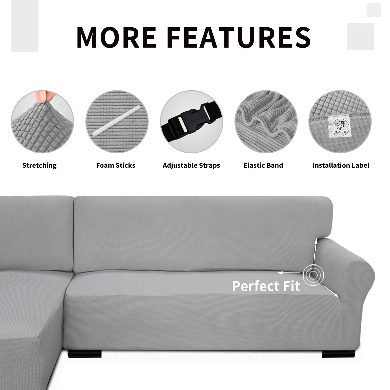 Foto 4 | Sofá Seccional Elástico Slipcover, Fácil De Llevar, 2 Piezas, En Forma De L - Venta Internacional.