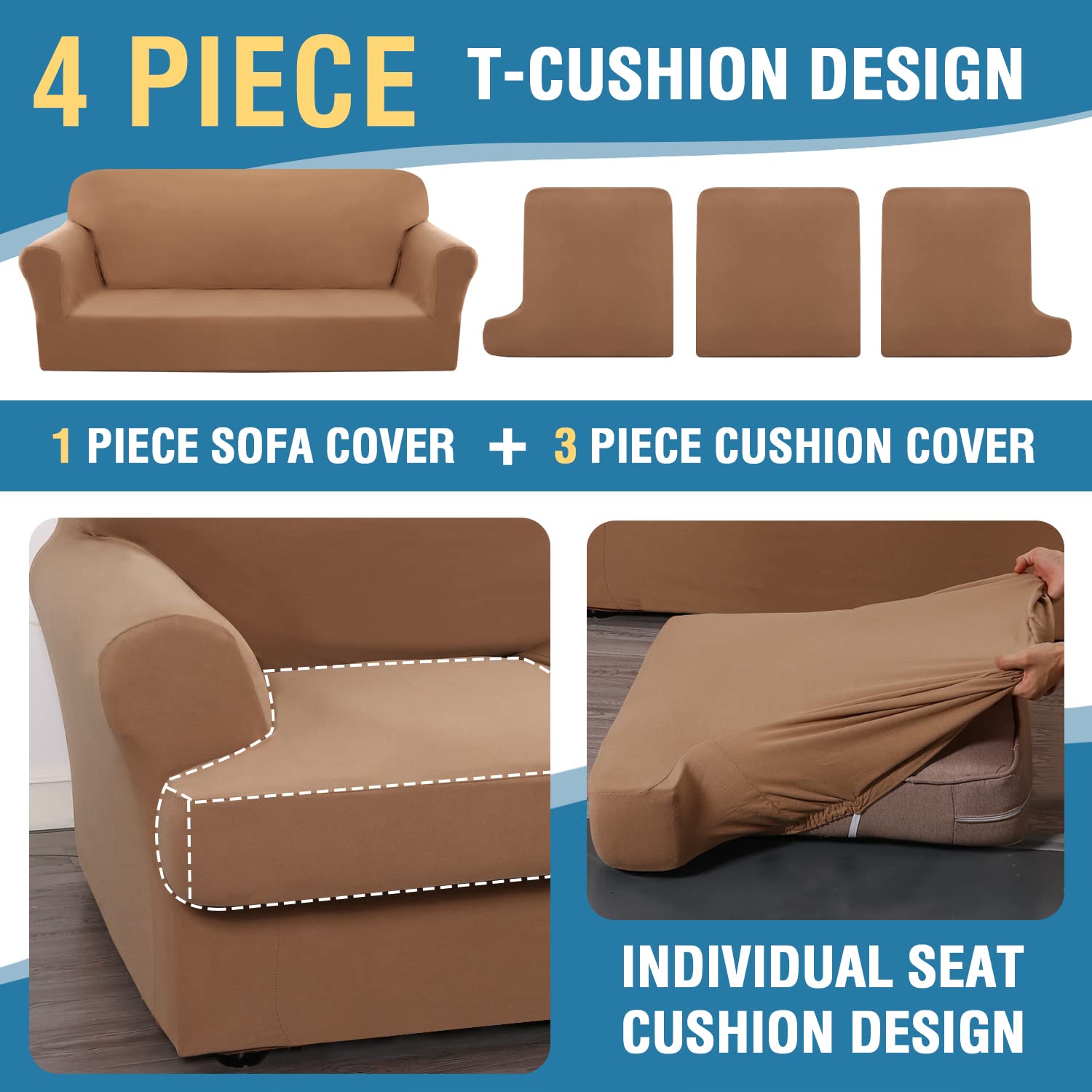 Foto 5 pulgar | Funda de Sofá H.Versailtex de 4 Piezas con Cojín en T Slipcovers - Venta Internacional
