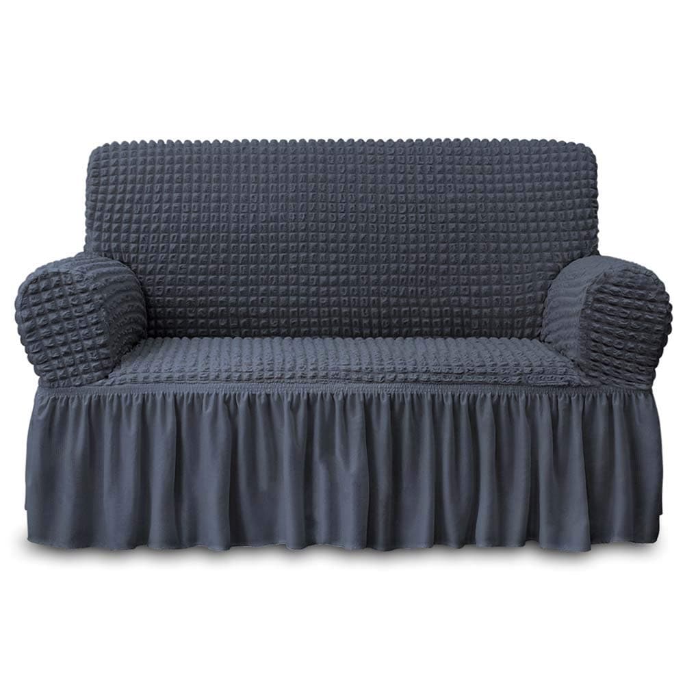 Funda De Sofá De Dos Plazas Niceec, Tela Elástica De 1 Pieza, Gris Oscuro - Venta Internacional. $1,158