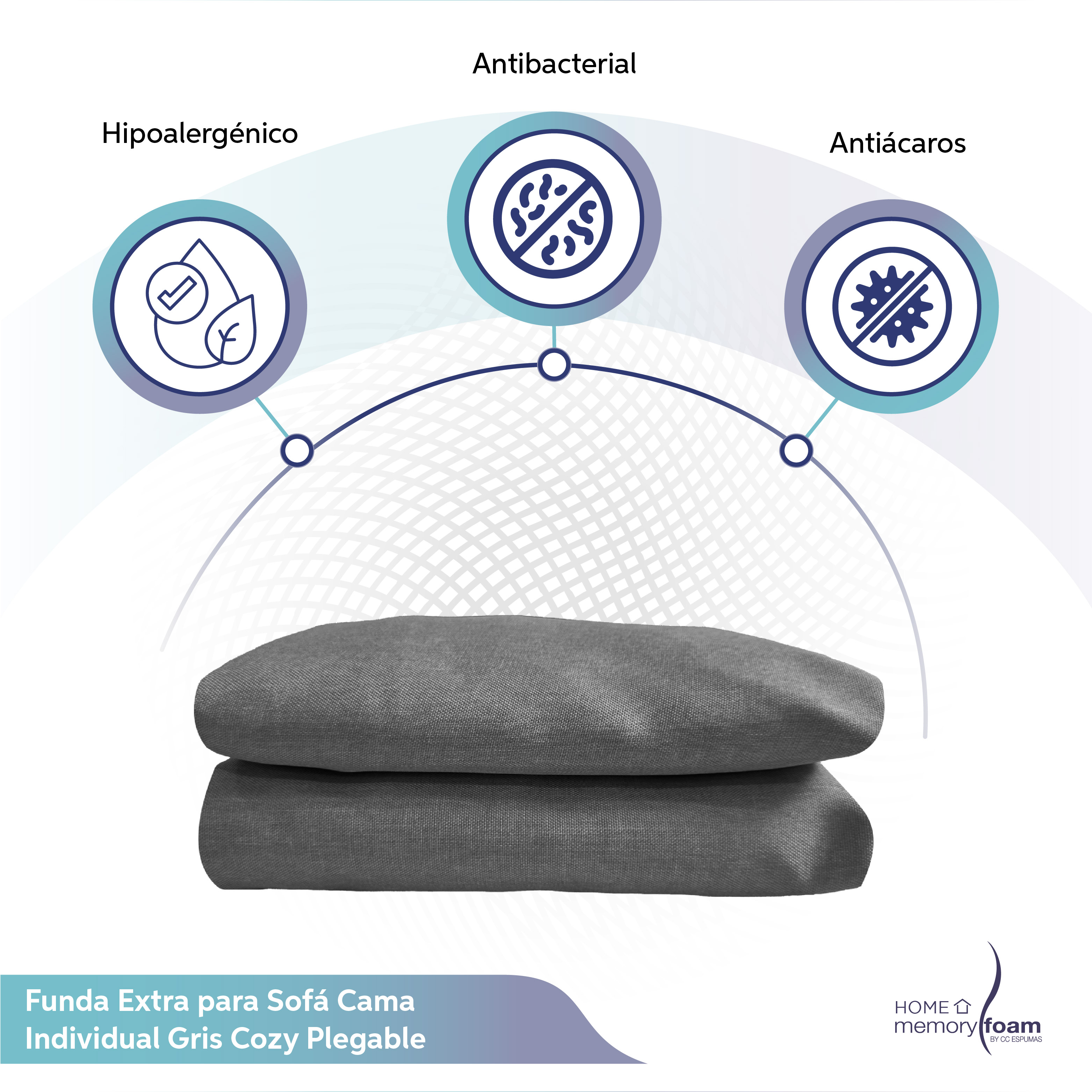 Foto 3 pulgar | Funda Extra  Sofá Cama Cozy Individual Gris