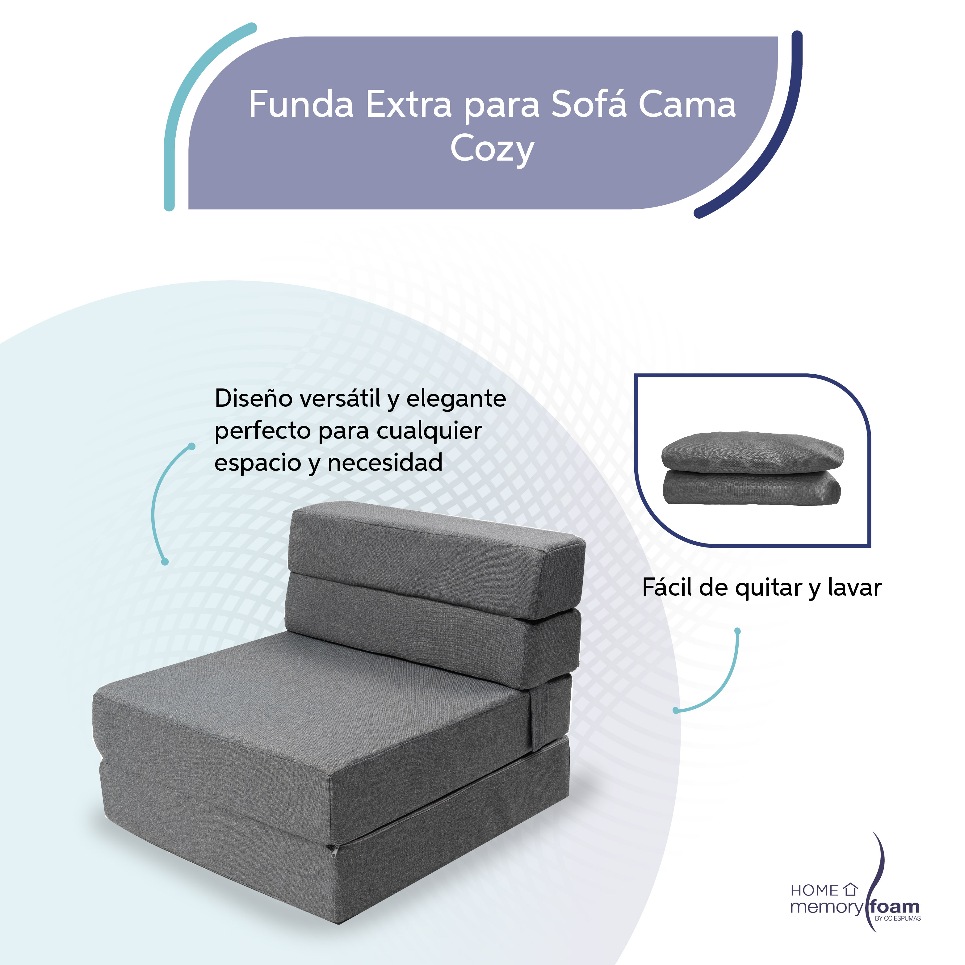 Foto 4 pulgar | Funda Extra  Sofá Cama Cozy Individual Gris