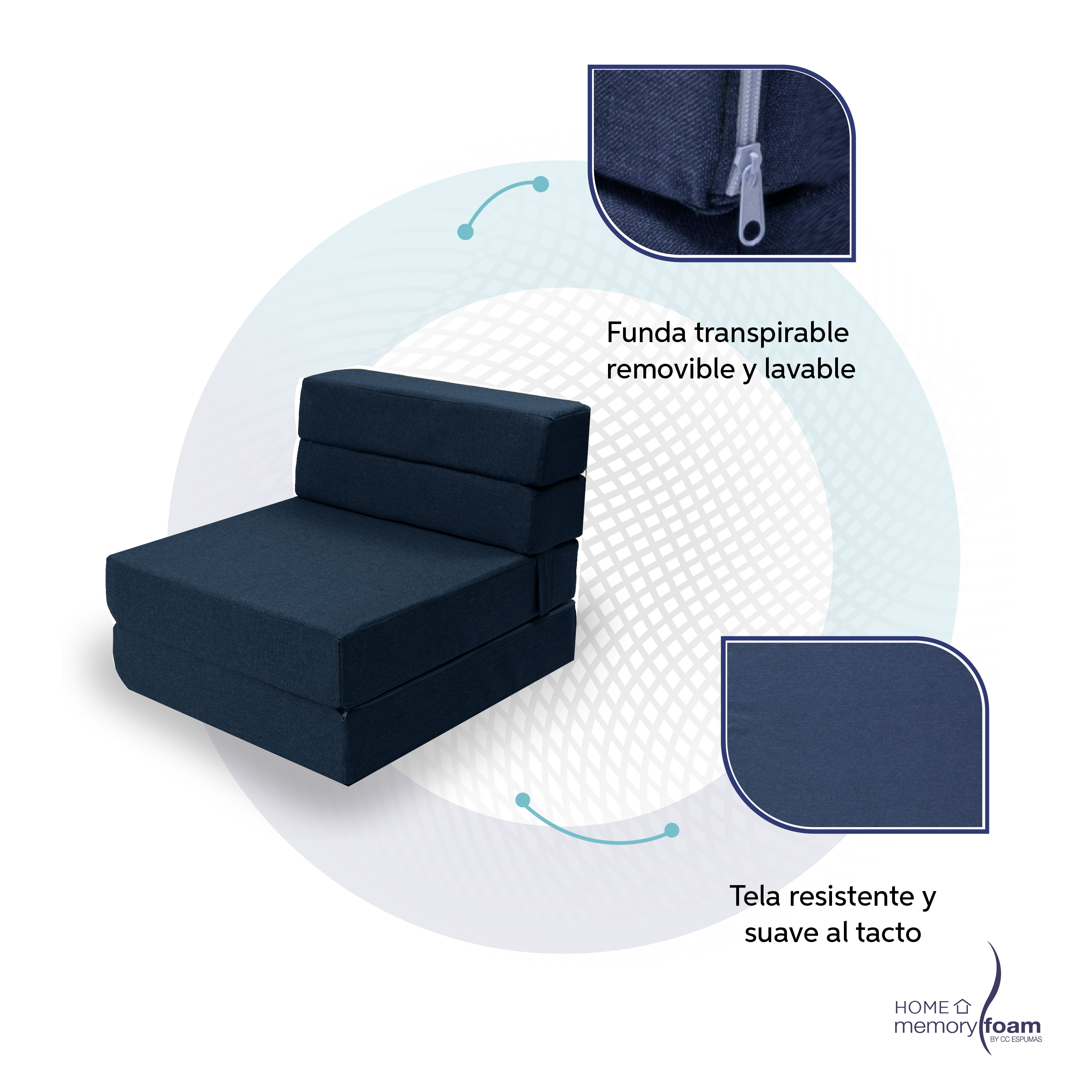 Foto 5 pulgar | Funda Extra  Sofá Cama Cozy Individual Azul Marino