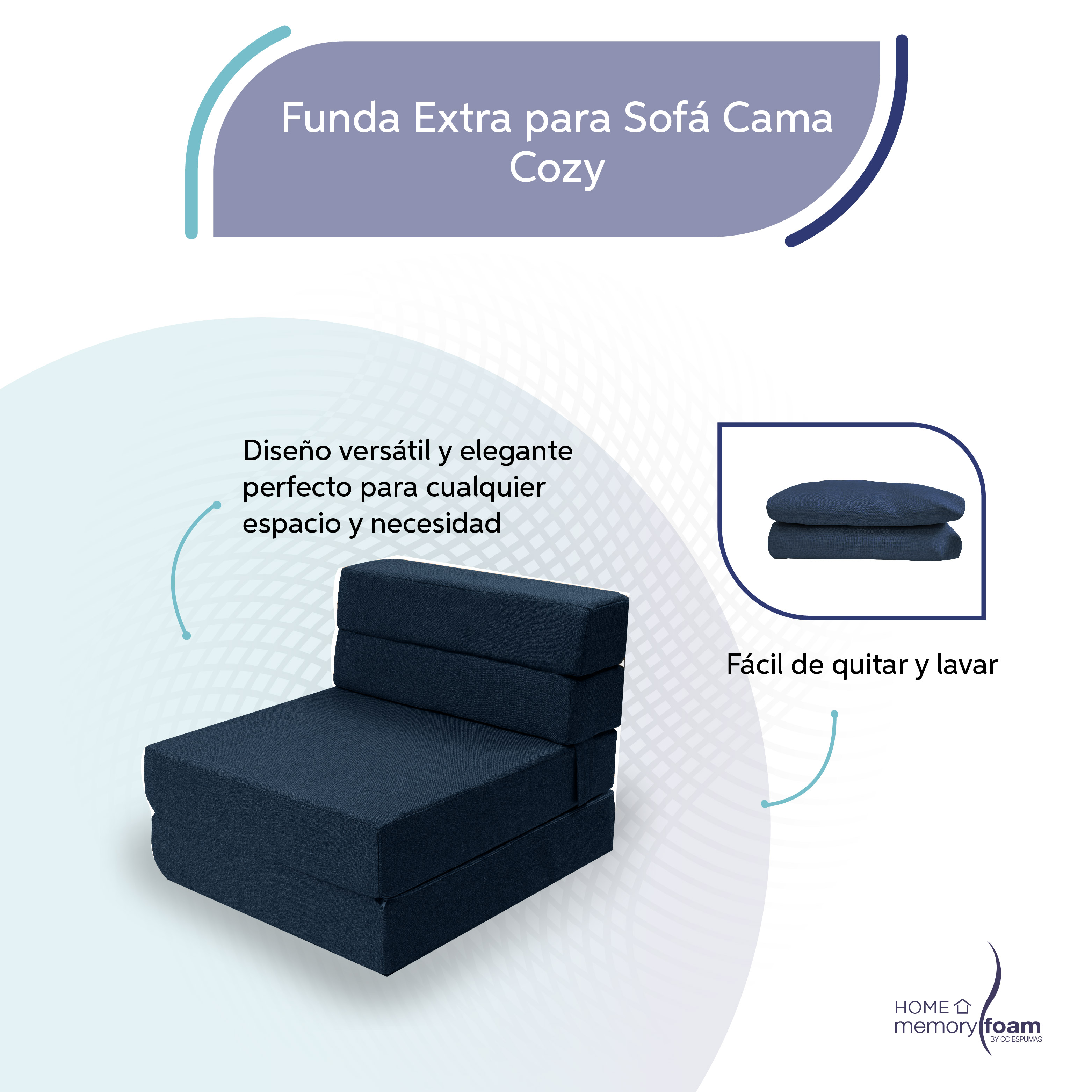 Foto 6 pulgar | Funda Extra  Sofá Cama Cozy Individual Azul Marino