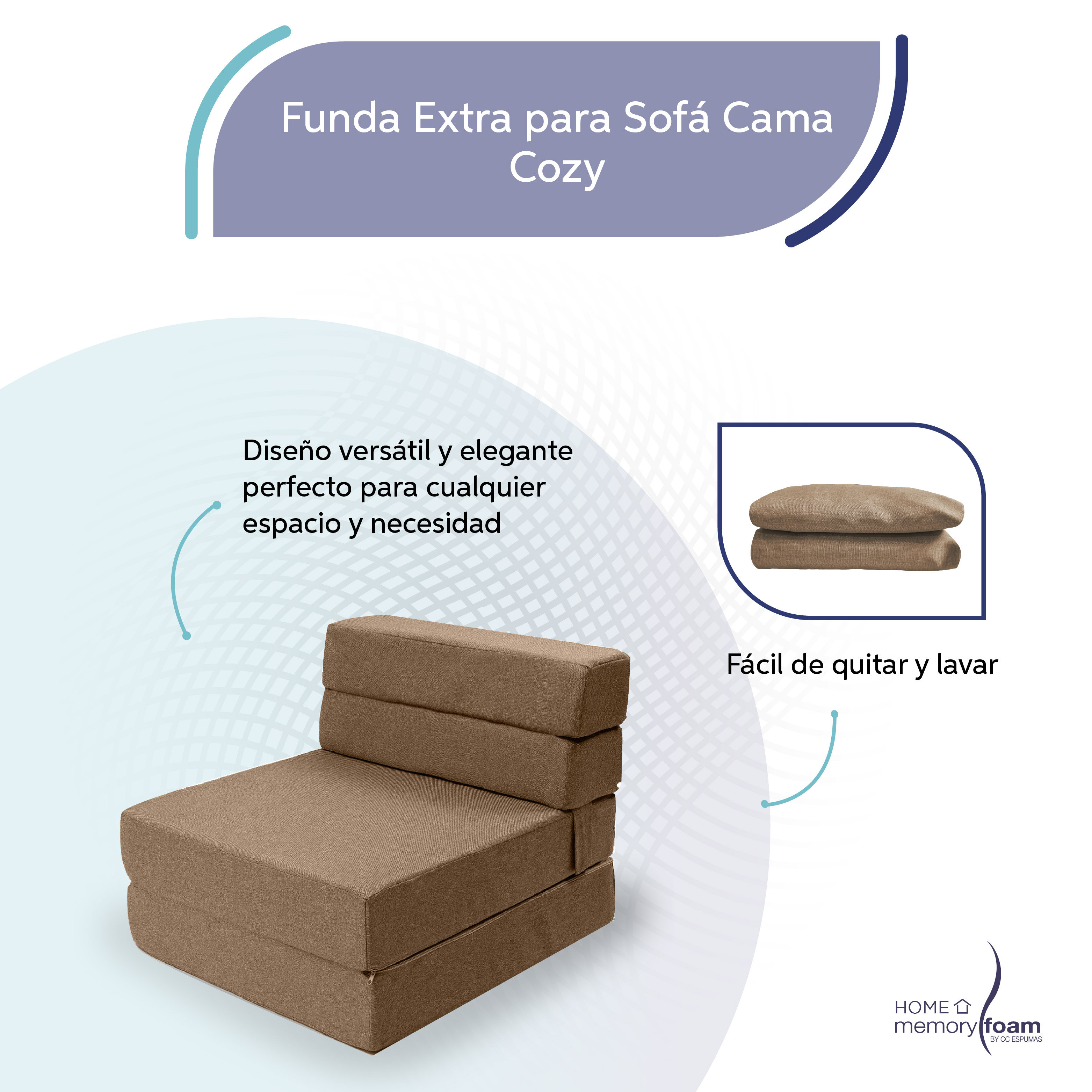 Foto 5 pulgar | Funda Extra  Sofá Cama Cozy Individual Marron