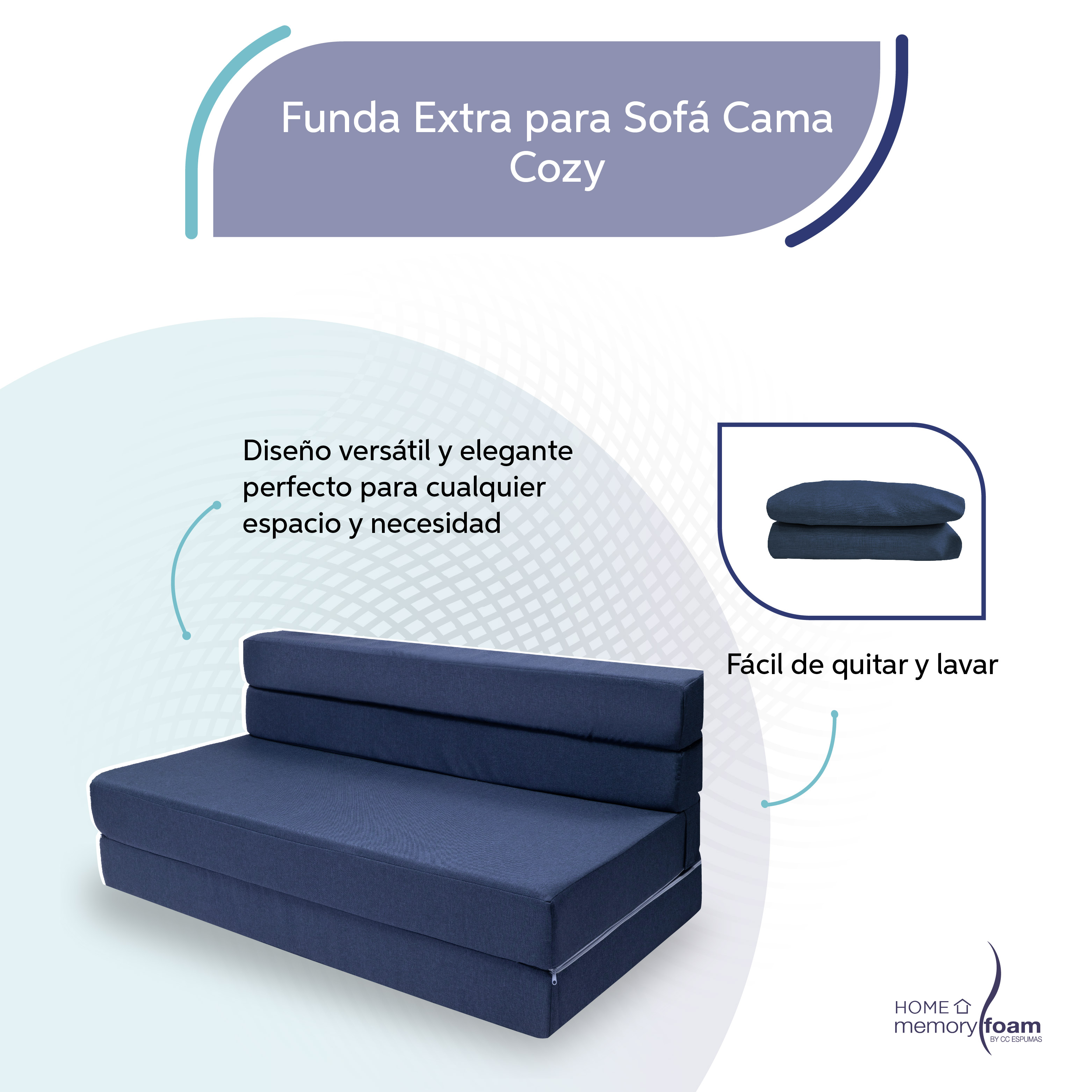 Foto 5 pulgar | Funda Extra  Sofá Cama Cozy Matrimonial Azul Marino
