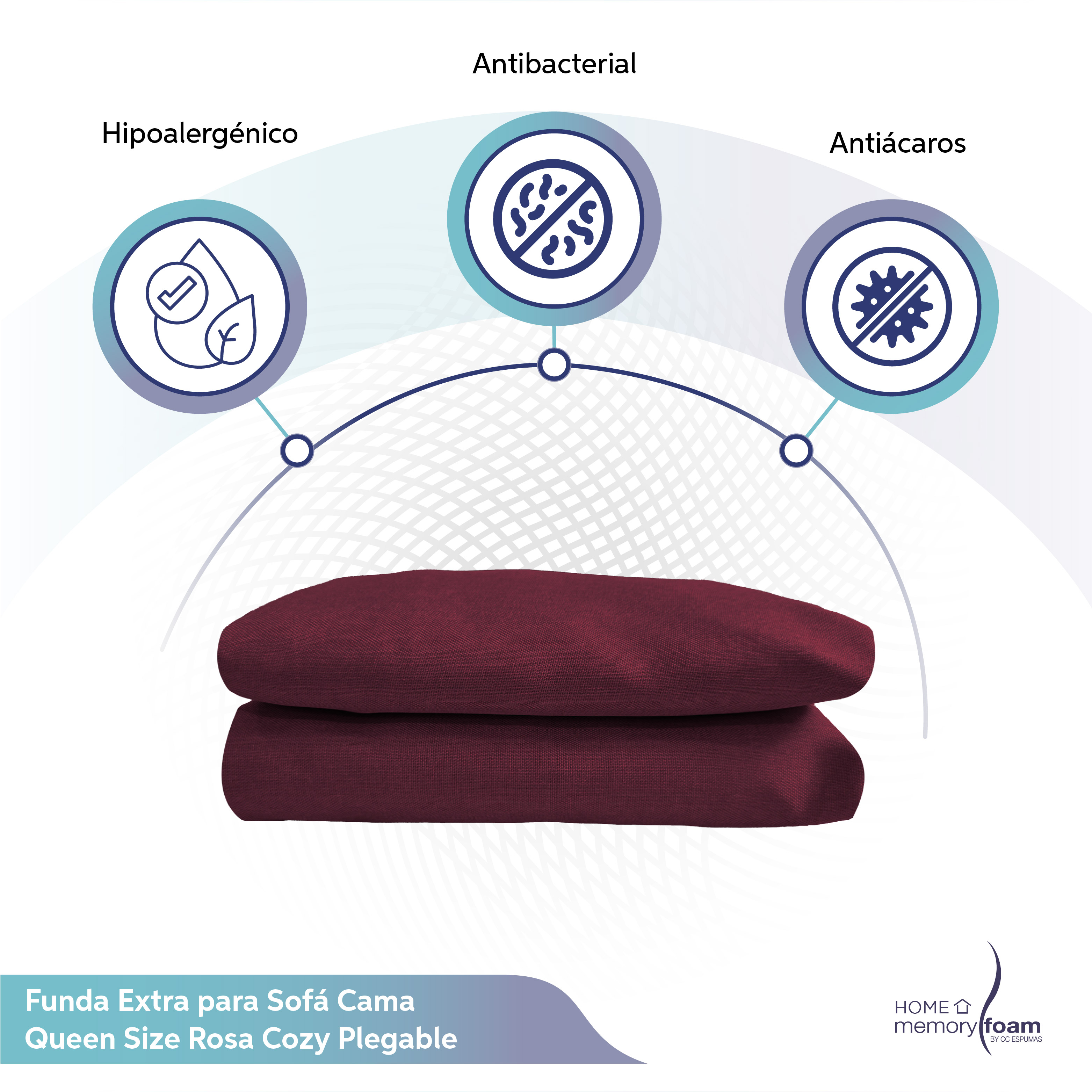 Foto 6 pulgar | Funda Extra  Sofá Cama Cozy Queen Size Rosa