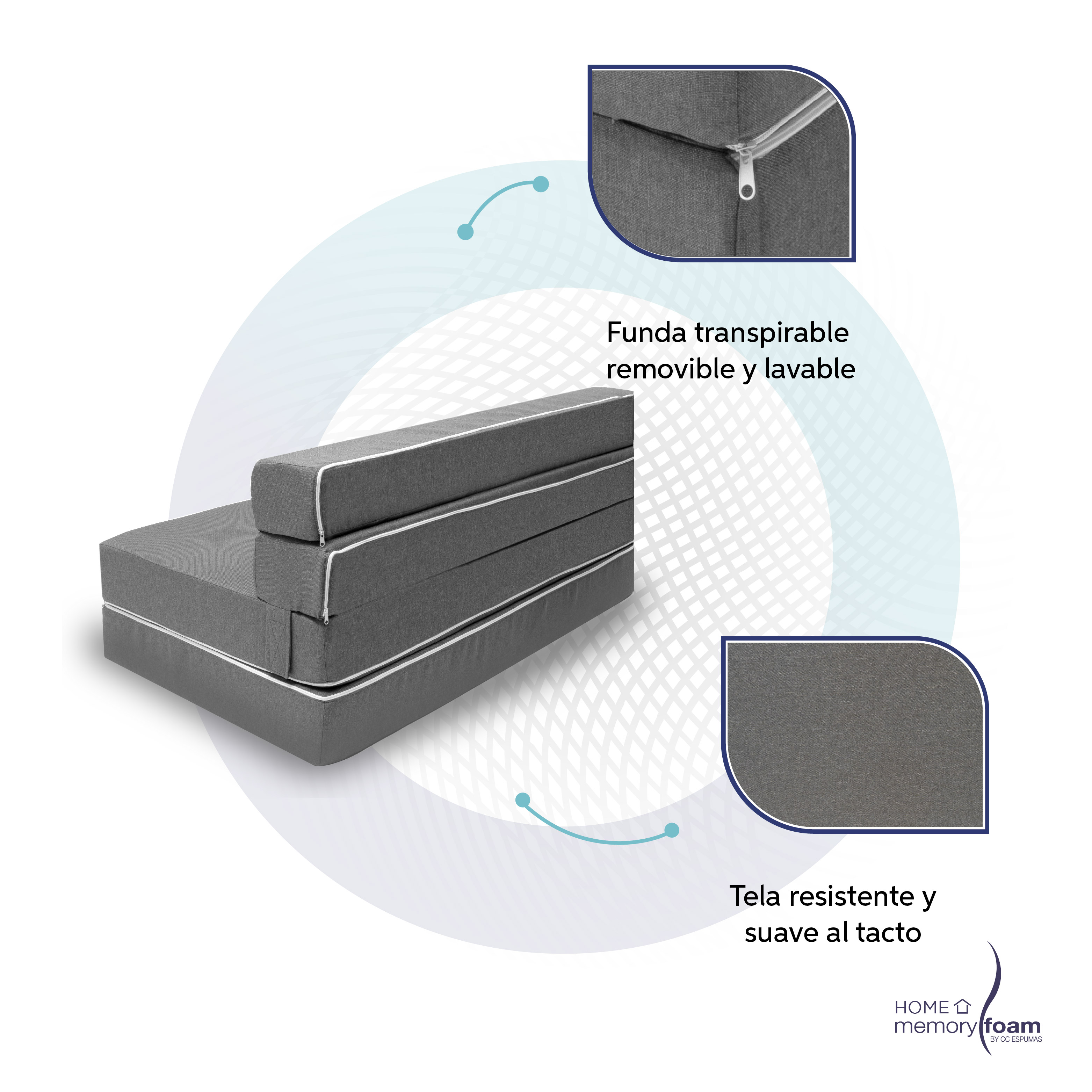 Foto 3 | Funda Extra  Sofá Cama Cozy Queen Size Gris