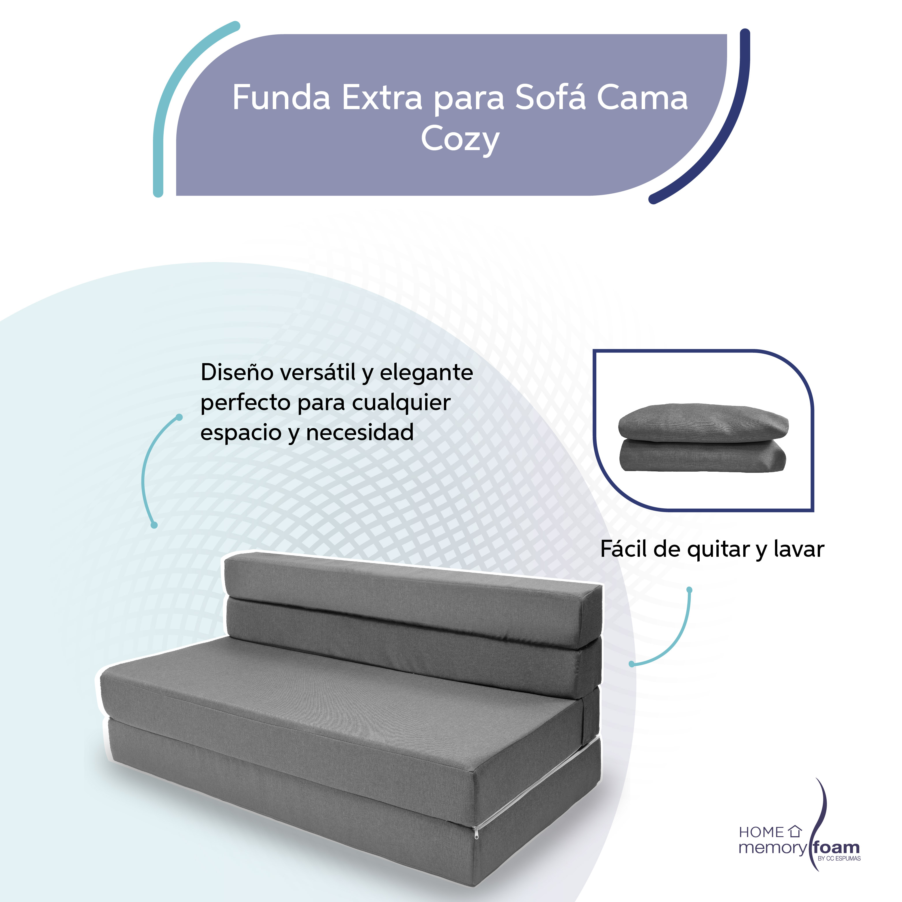 Foto 5 pulgar | Funda Extra  Sofá Cama Cozy Matrimonial  Gris