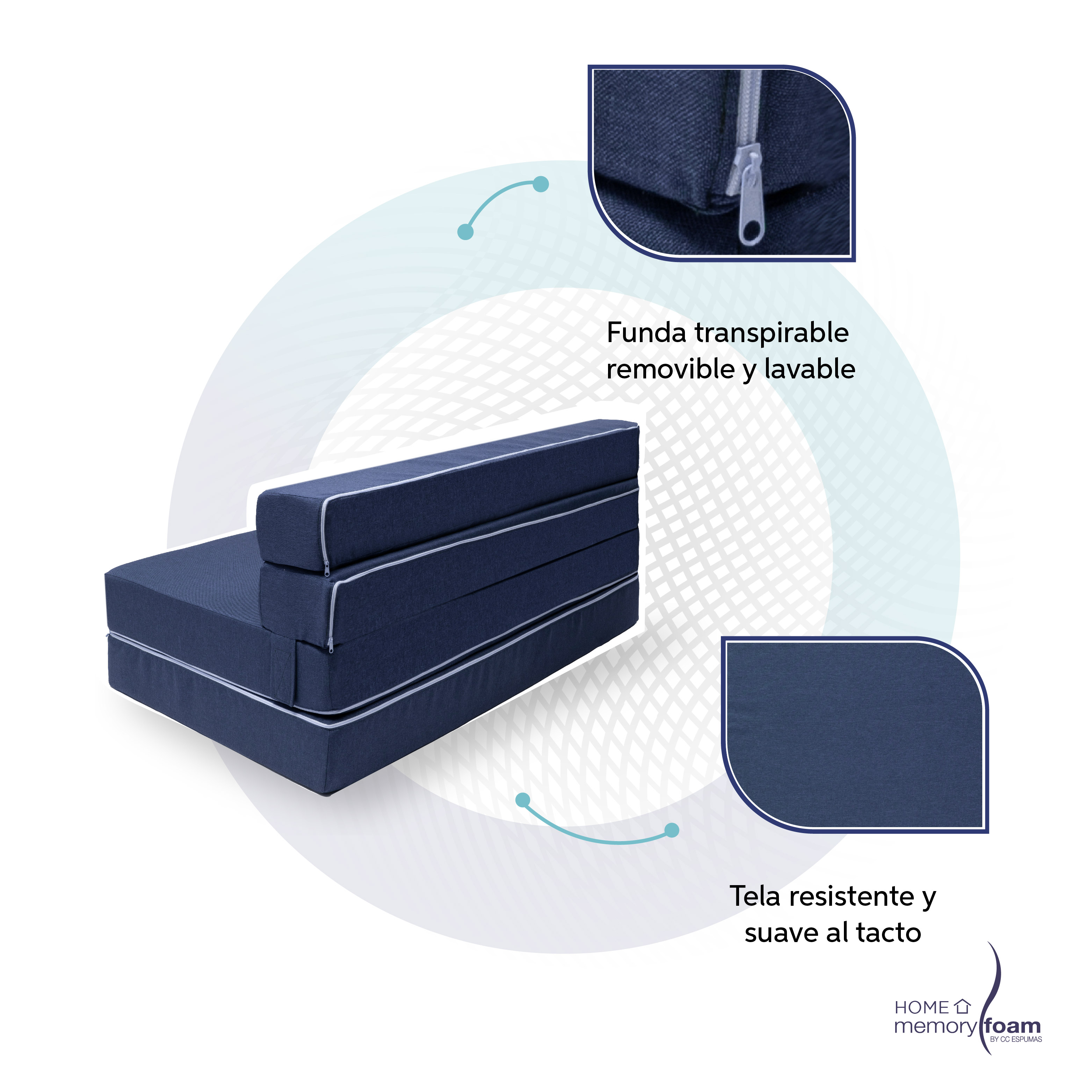 Foto 4 | Funda Extra  Sofá Cama Cozy Queen Size Azul Marino