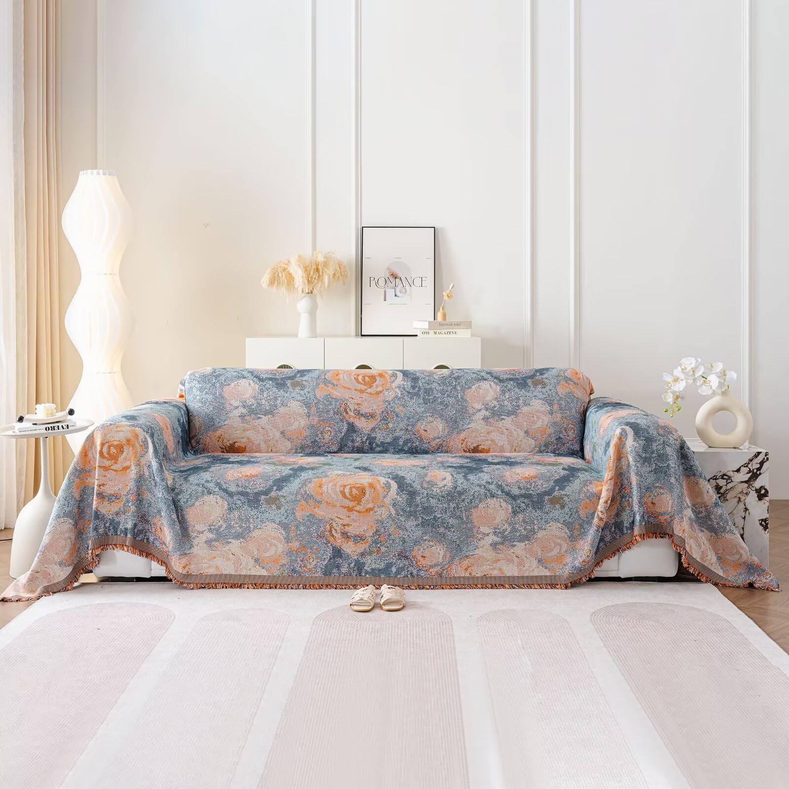 Foto 1 | Funda De Sofá Vclife Flower Para Sofá Seccional, 180 X 380 Cm, Algodón - Venta Internacional.