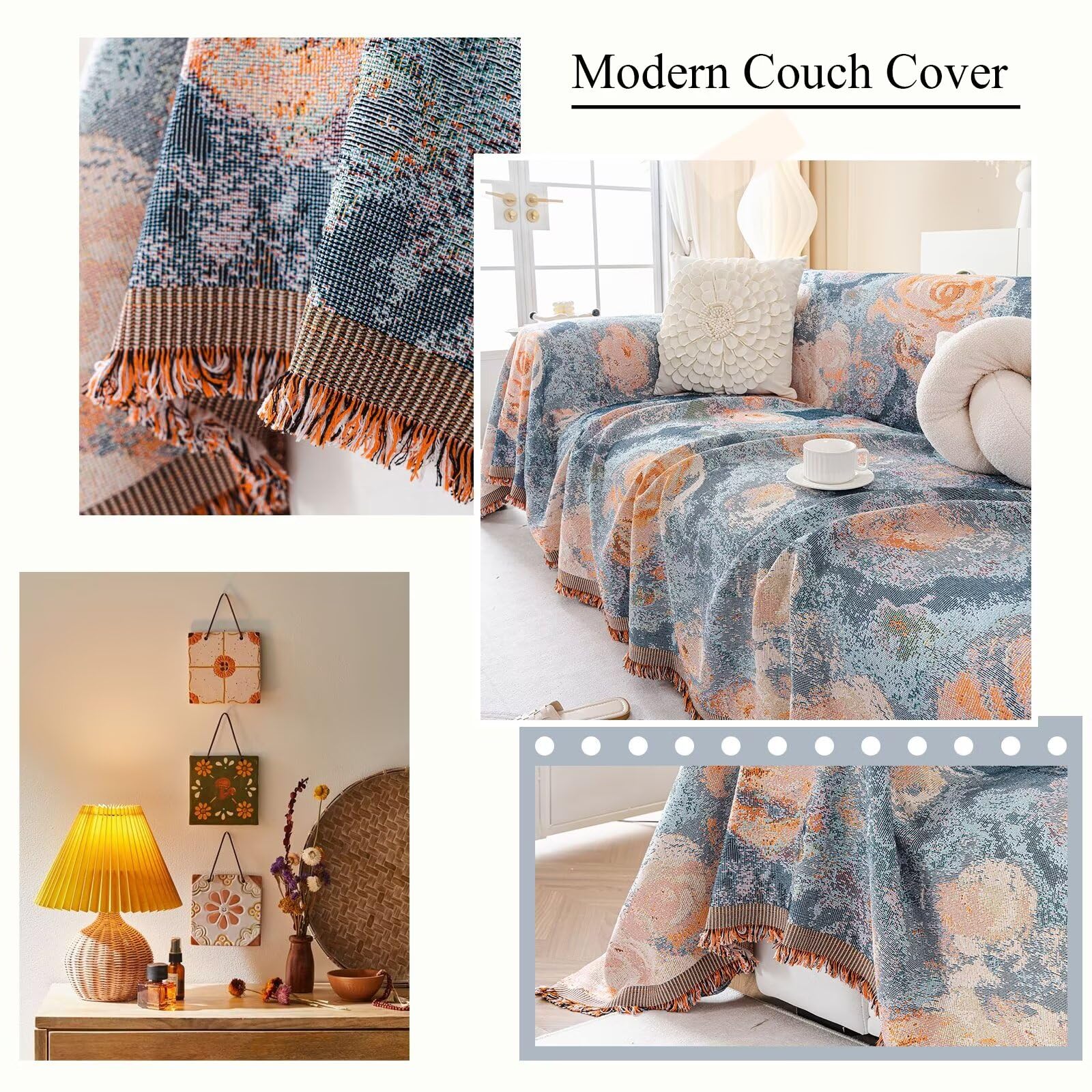 Foto 4 pulgar | Funda De Sofá Vclife Flower Para Sofá Seccional, 180 X 380 Cm, Algodón - Venta Internacional.