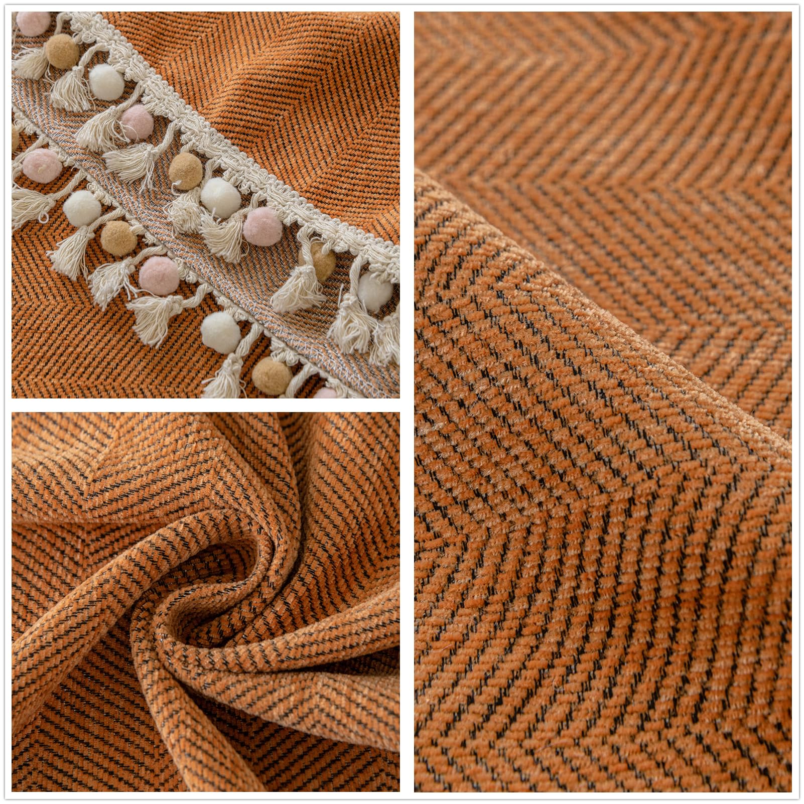 Foto 4 pulgar | Funda De Sofá Clife Pumpkin Chenille Para Sofá Con 3 Cojines, 180 X 340 Cm - Venta Internacional.