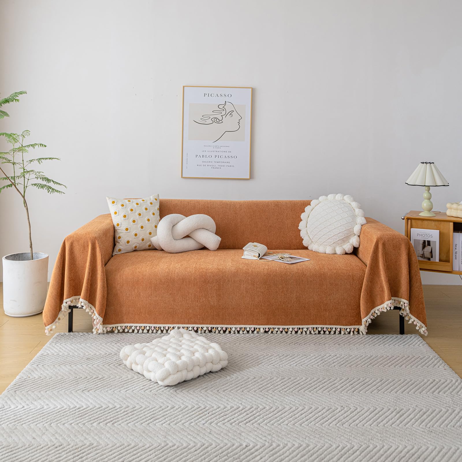 Foto 8 pulgar | Funda De Sofá Clife Pumpkin Chenille Para Sofá Con 3 Cojines, 180 X 340 Cm - Venta Internacional.