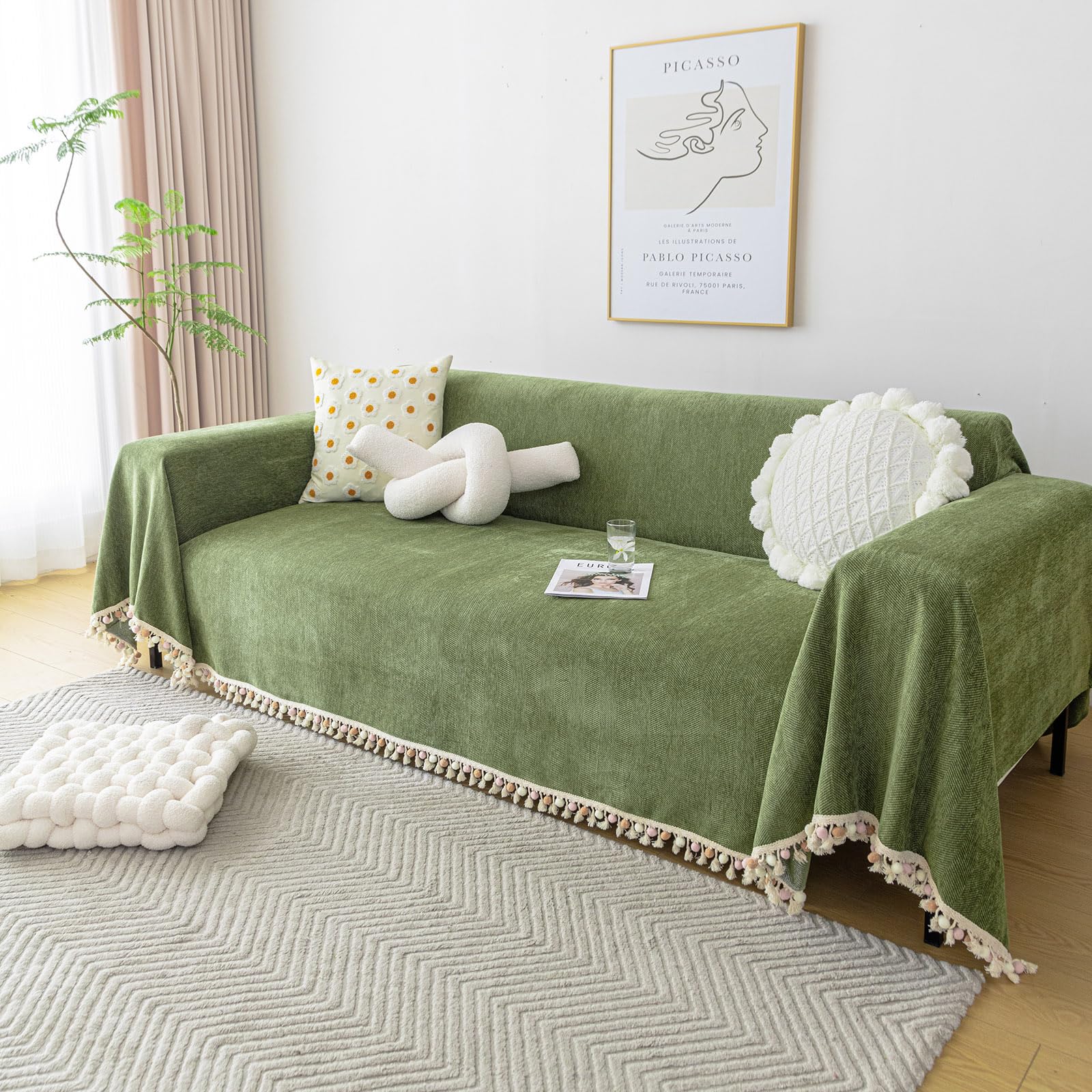Foto 3 pulgar | Funda De Sofá Clife Modern, Felpilla Verde Bosque, 180 X 340 Cm - Venta Internacional.