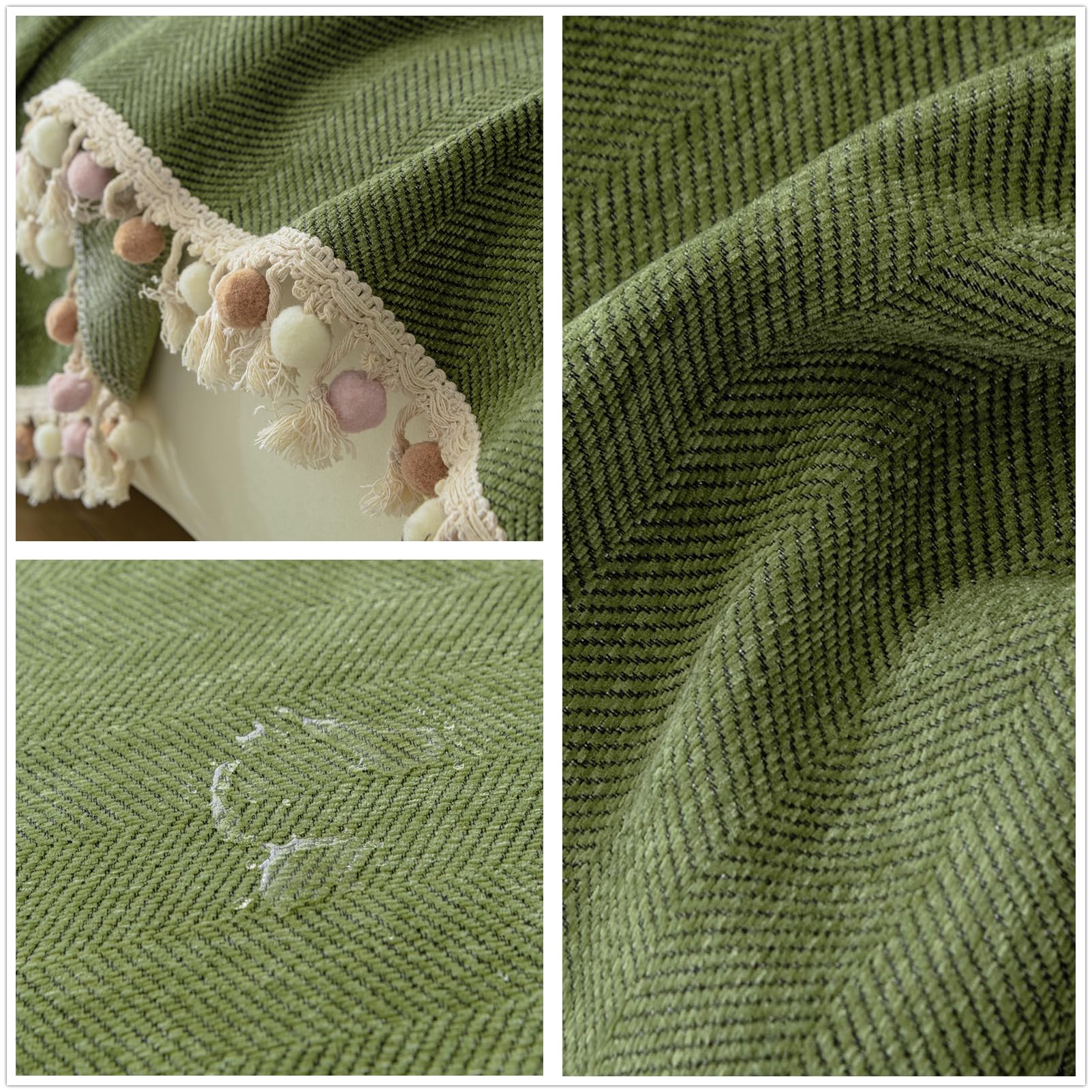 Foto 4 pulgar | Funda De Sofá Clife Modern, Felpilla Verde Bosque, 180 X 340 Cm - Venta Internacional.