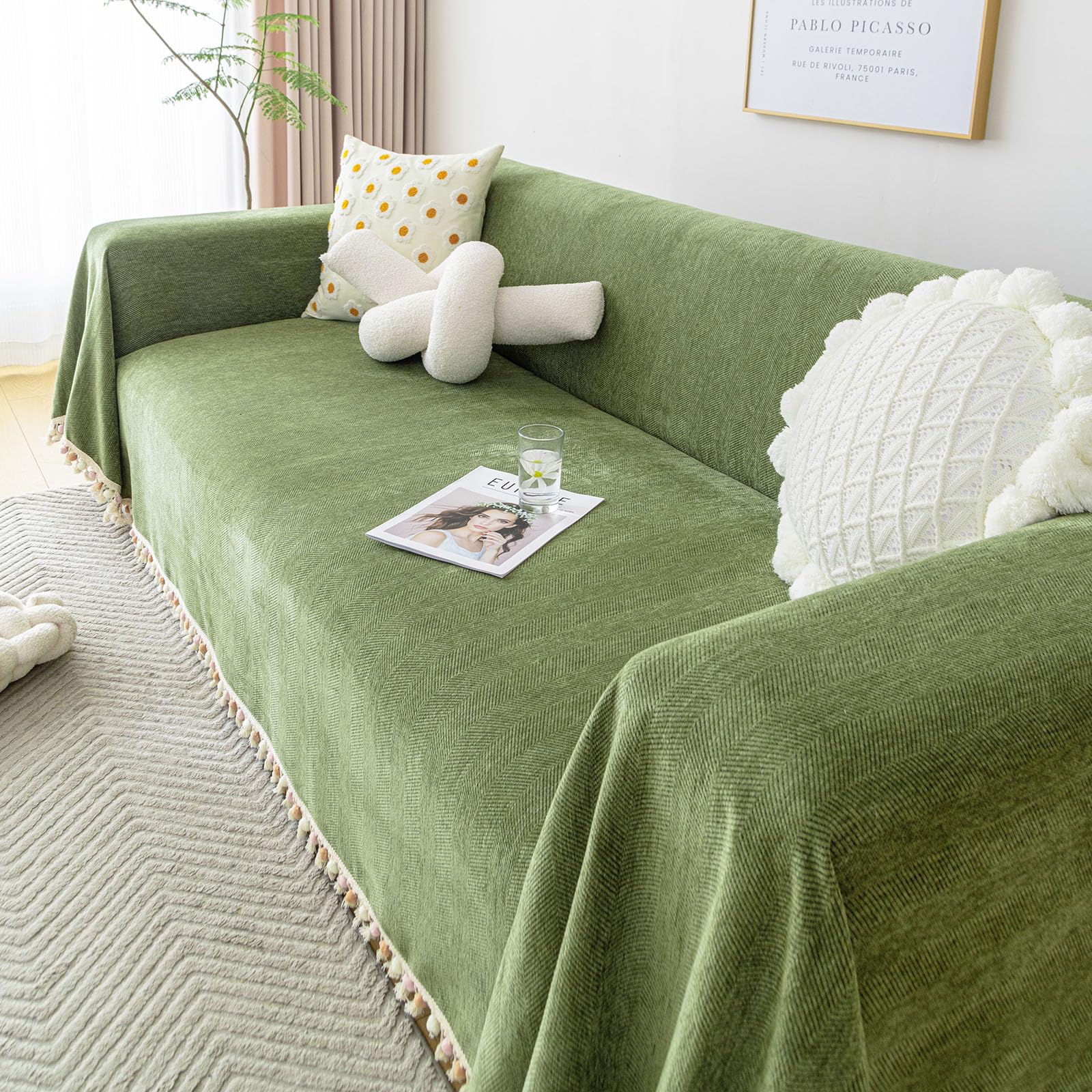 Foto 4 | Funda De Sofá Clife Modern, Felpilla Verde Bosque, 180 X 340 Cm - Venta Internacional.