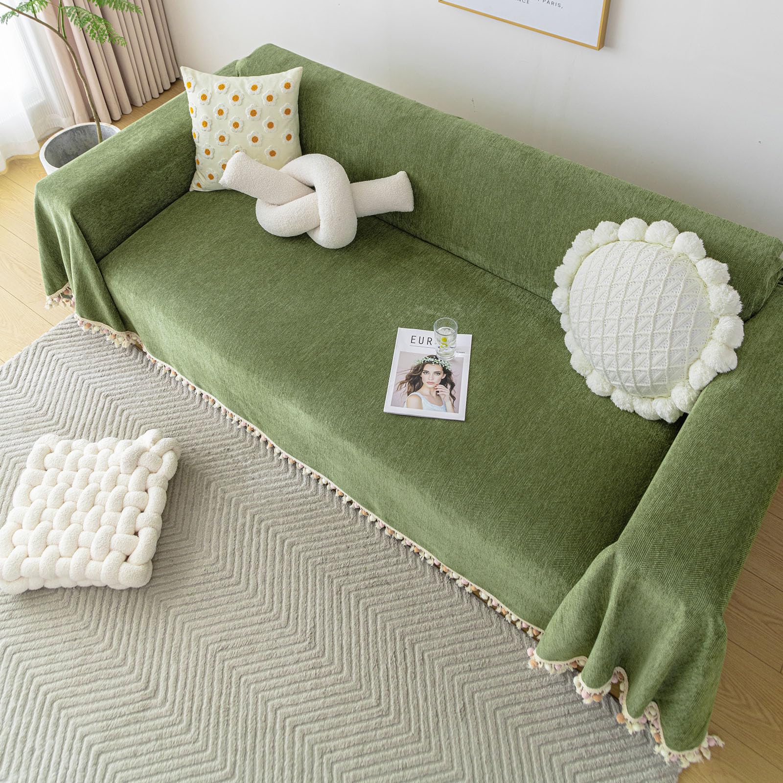 Foto 6 | Funda De Sofá Clife Modern, Felpilla Verde Bosque, 180 X 340 Cm - Venta Internacional.