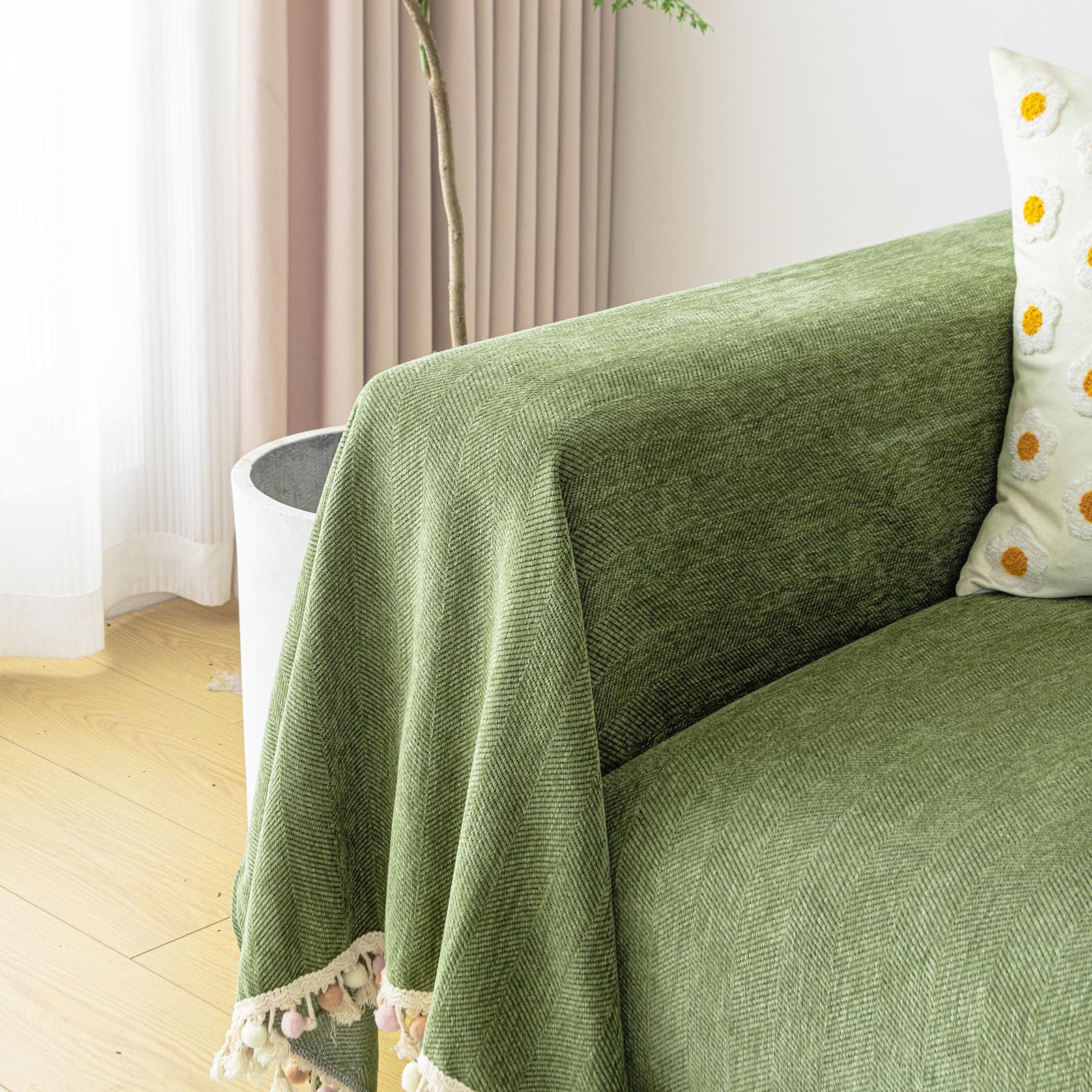 Foto 8 pulgar | Funda De Sofá Clife Modern, Felpilla Verde Bosque, 180 X 340 Cm - Venta Internacional.