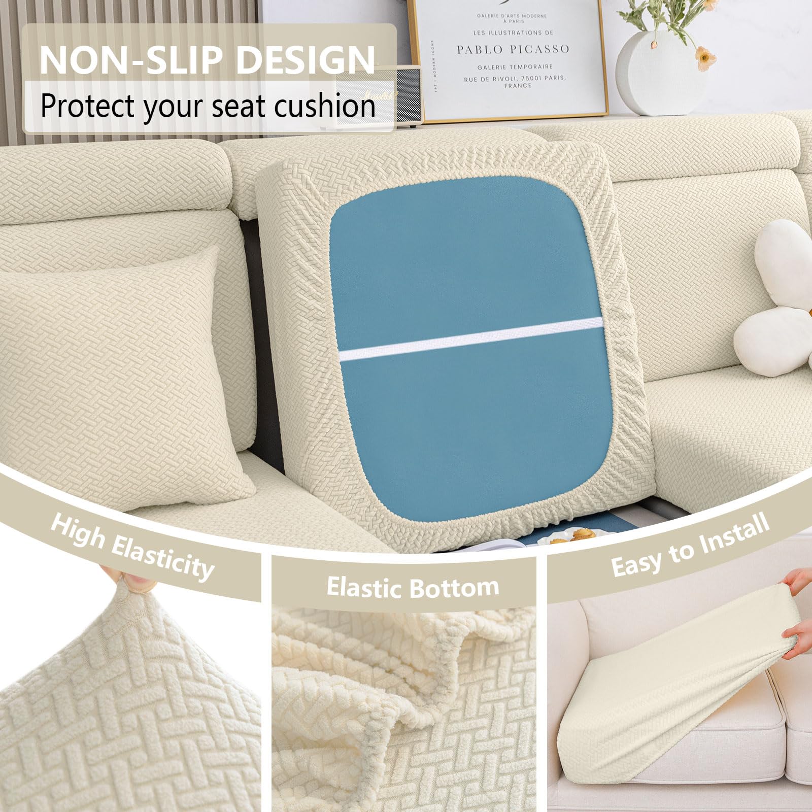 Foto 5 pulgar | Fundas De Cojín Impermeables Para Diván Hyha Beige (1 Pieza) - Venta Internacional.