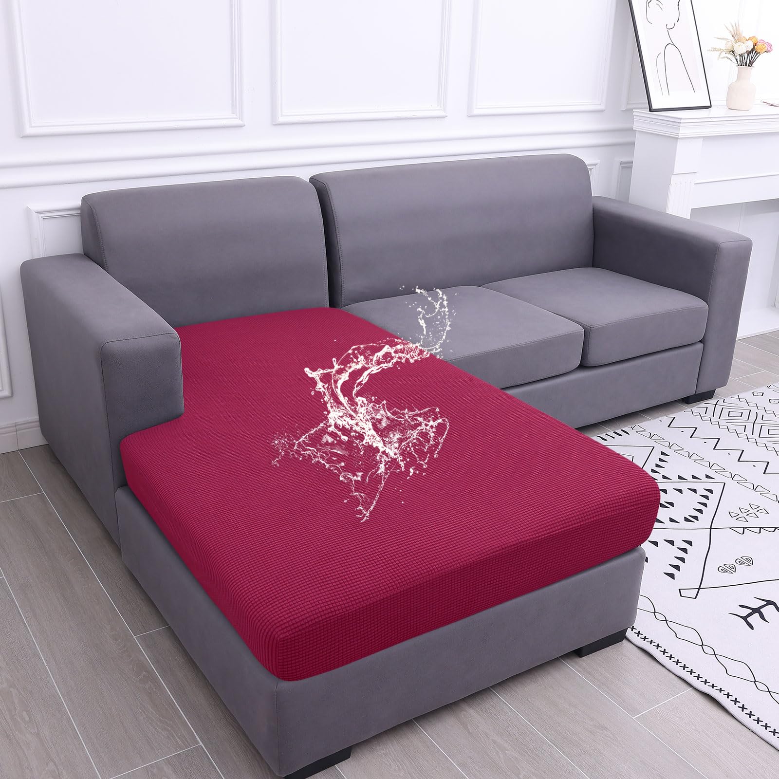 Foto 1 | Funda De Cojín Hyha Para Sofá Seccional Impermeable, Color Rojo Vino - Venta Internacional.