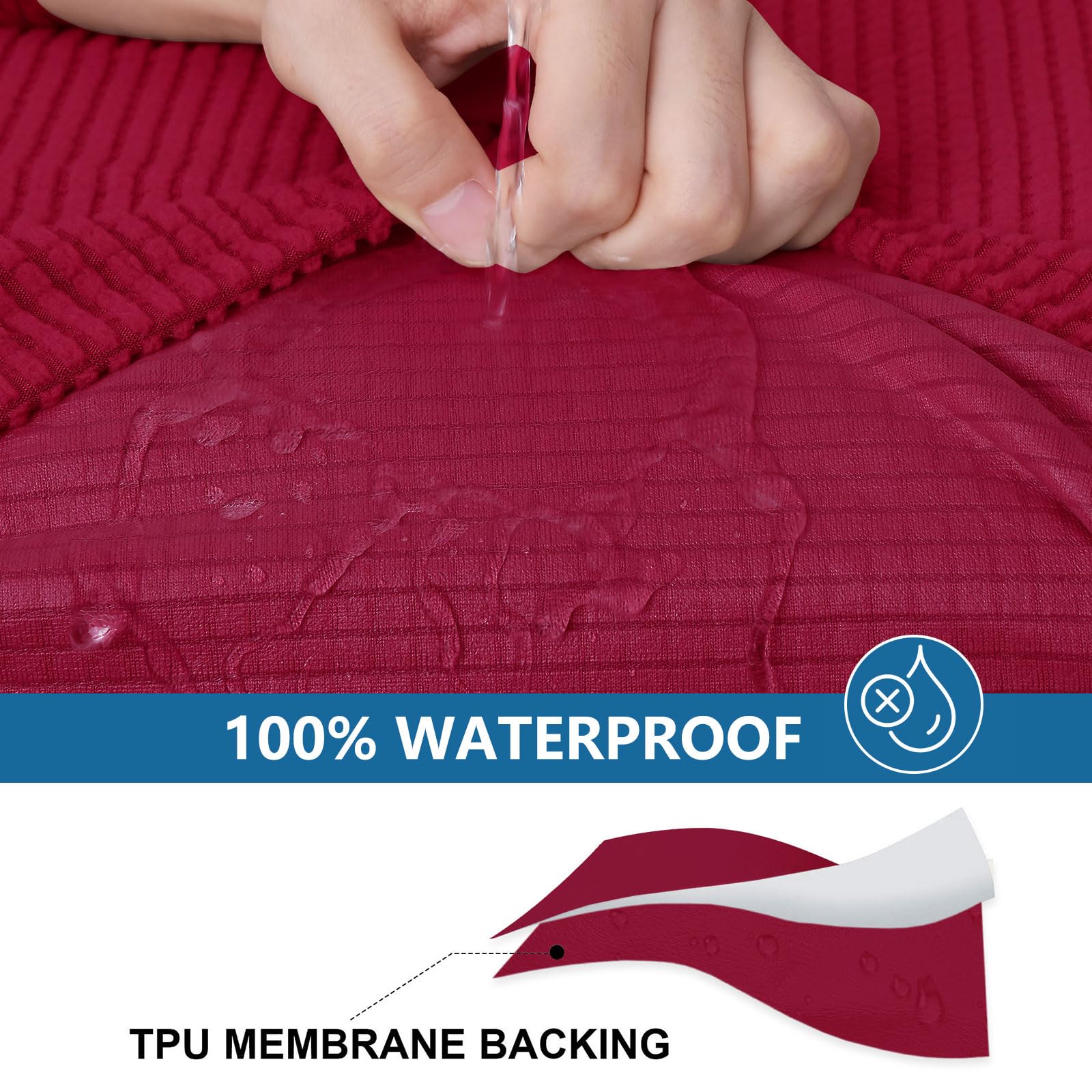 Foto 3 pulgar | Funda De Cojín Hyha Para Sofá Seccional Impermeable, Color Rojo Vino - Venta Internacional.