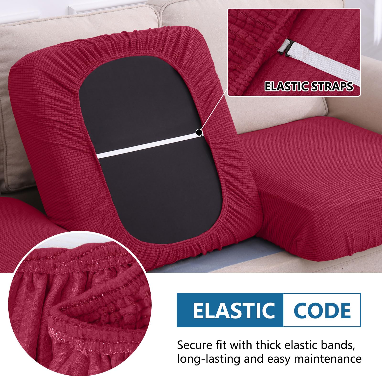 Foto 4 pulgar | Funda De Cojín Hyha Para Sofá Seccional Impermeable, Color Rojo Vino - Venta Internacional.