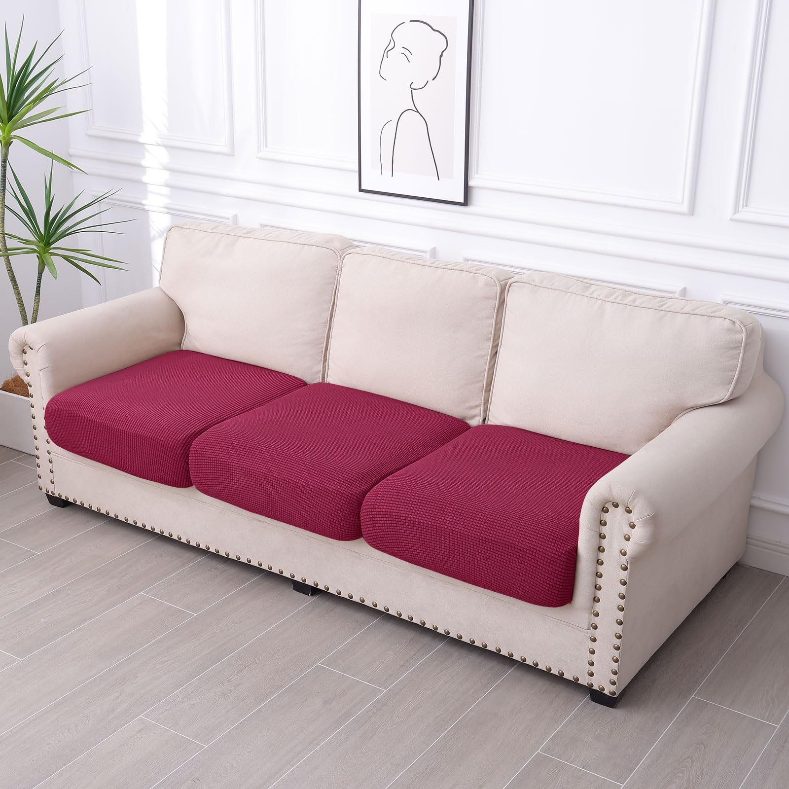 Foto 5 | Funda De Cojín Hyha Para Sofá Seccional Impermeable, Color Rojo Vino - Venta Internacional.