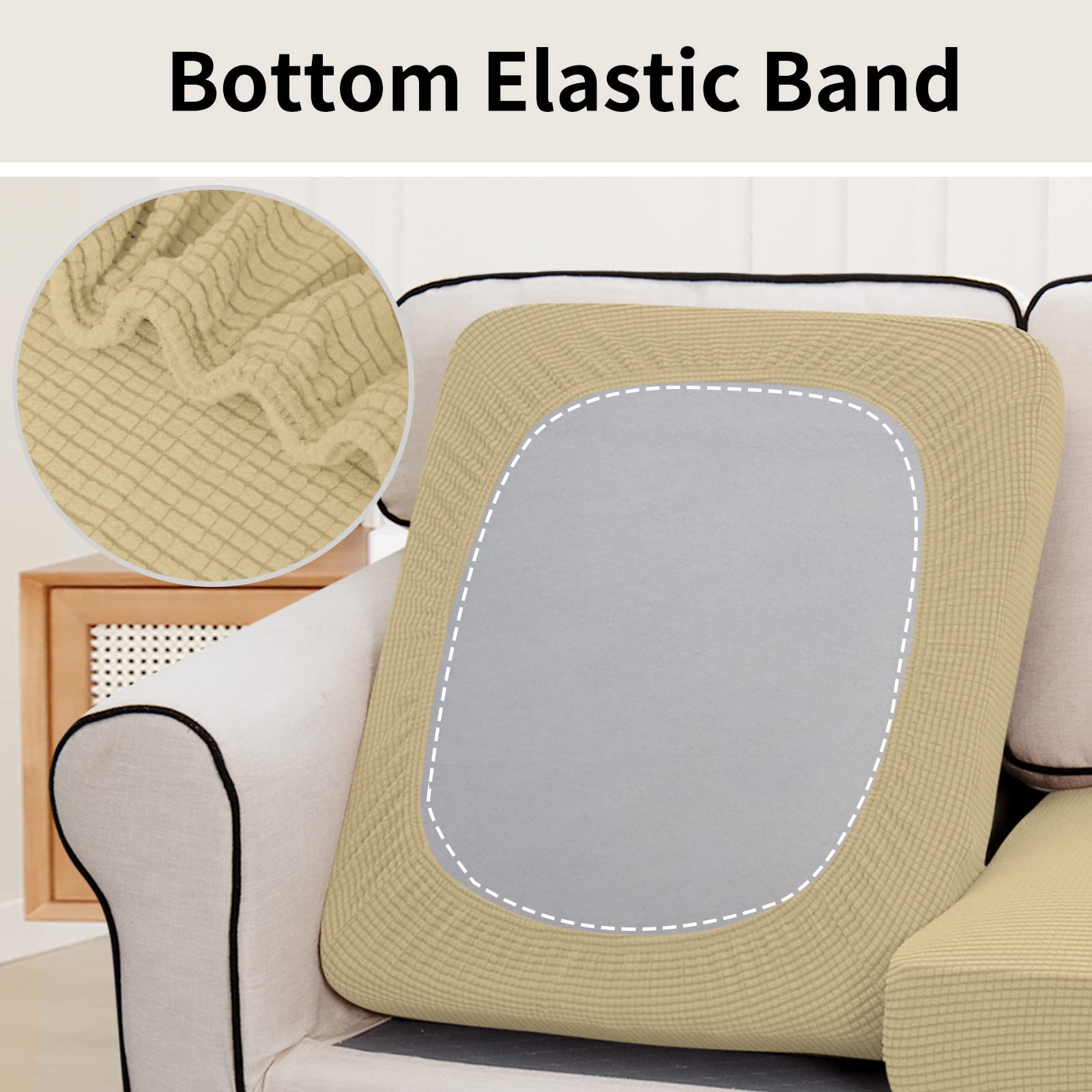 Foto 5 pulgar | Funda De Cojín Para Sofá Individual, Elástica Y Fácil De Llevar, Color Beige - Venta Internacional.