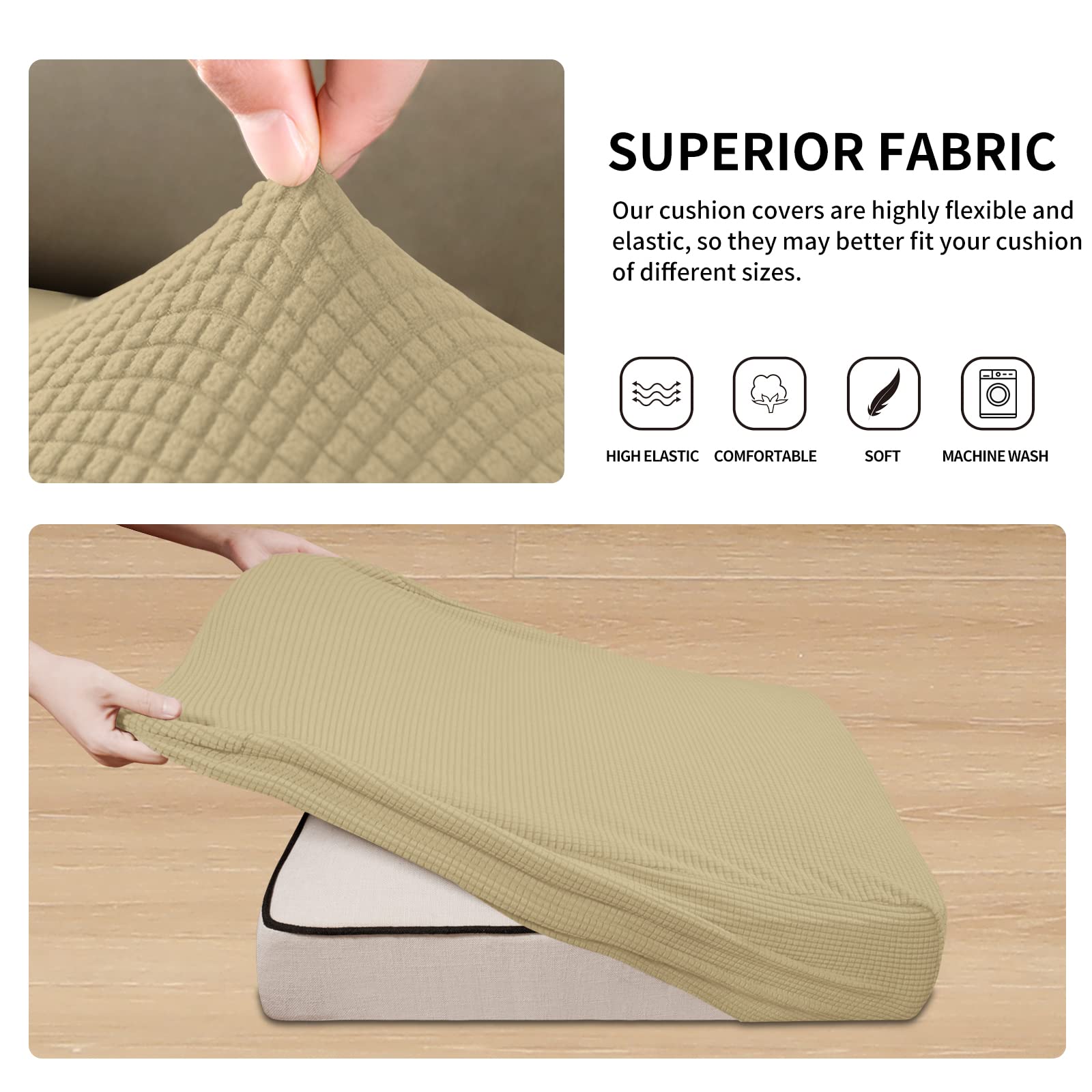 Foto 6 pulgar | Funda De Cojín Para Sofá Individual, Elástica Y Fácil De Llevar, Color Beige - Venta Internacional.