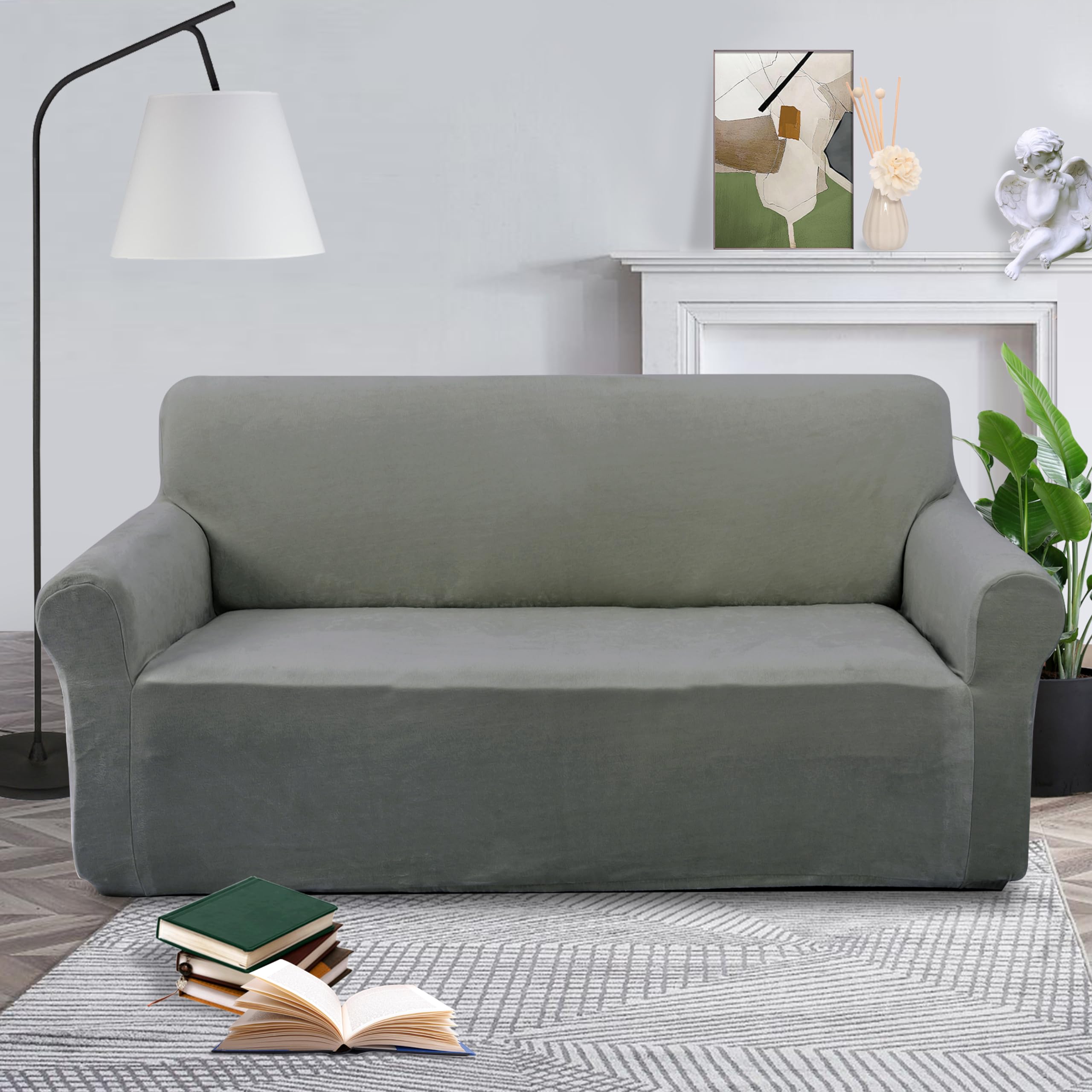 Foto 2 | Funda De Sofá U-nice Home Velvet Loveseat, Elástica, Gris Claro - Venta Internacional.