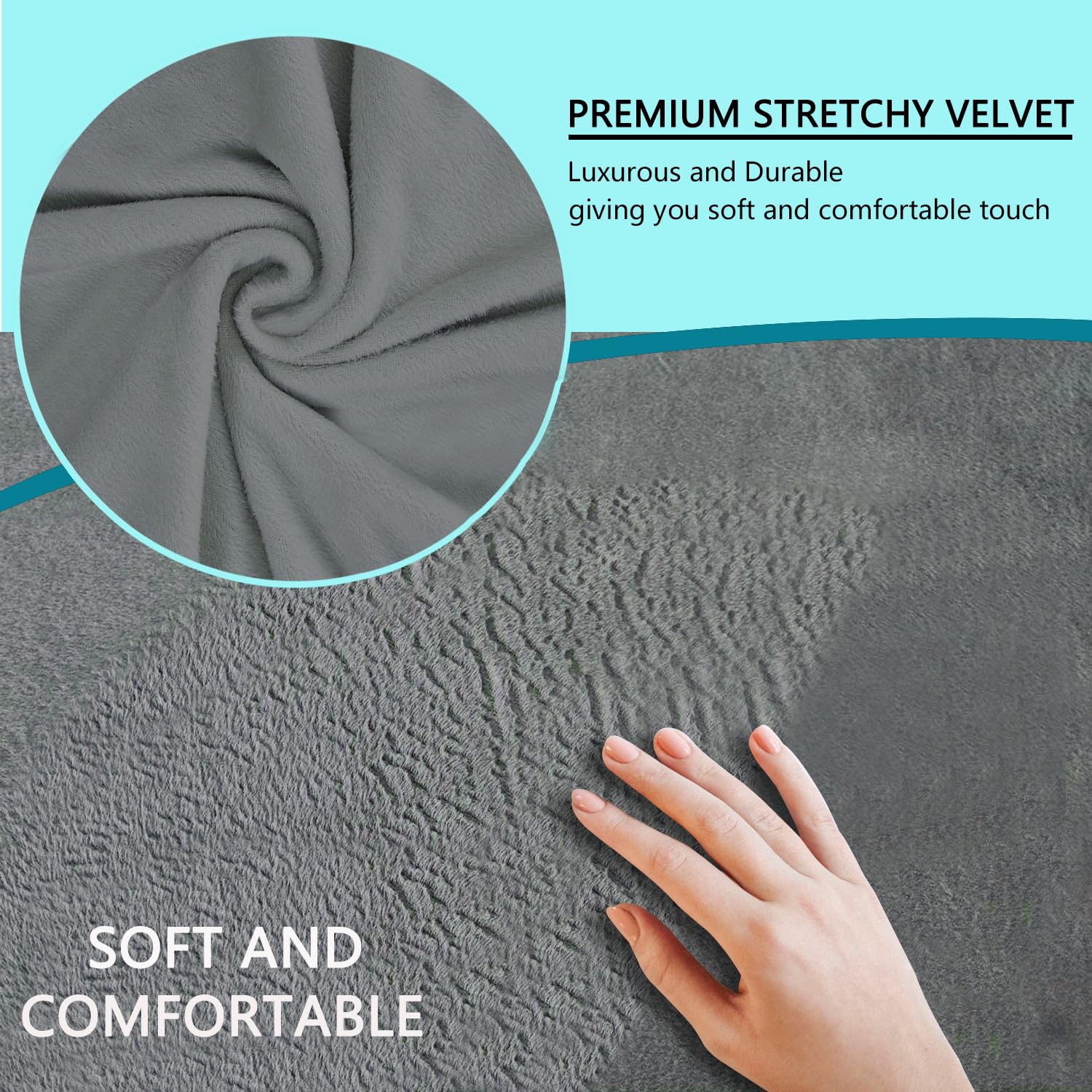 Foto 5 pulgar | Funda De Sofá U-nice Home Velvet Loveseat, Elástica, Gris Claro - Venta Internacional.